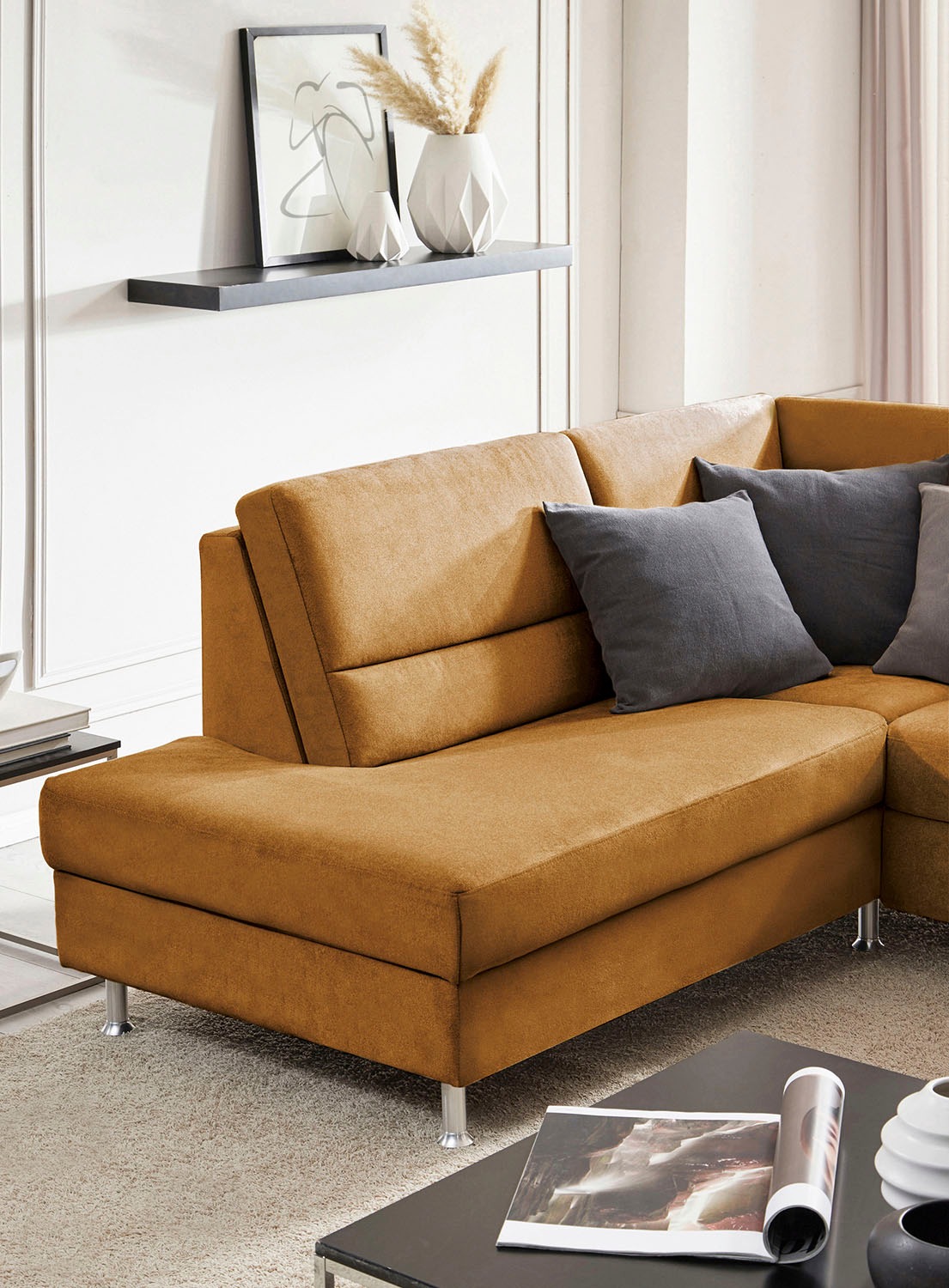 CALIZZA INTERIORS Ecksofa »Onyx L-Form«, Ottomane links oder rechts, wahlweise mit Bettfunktion, Breite 257 cm