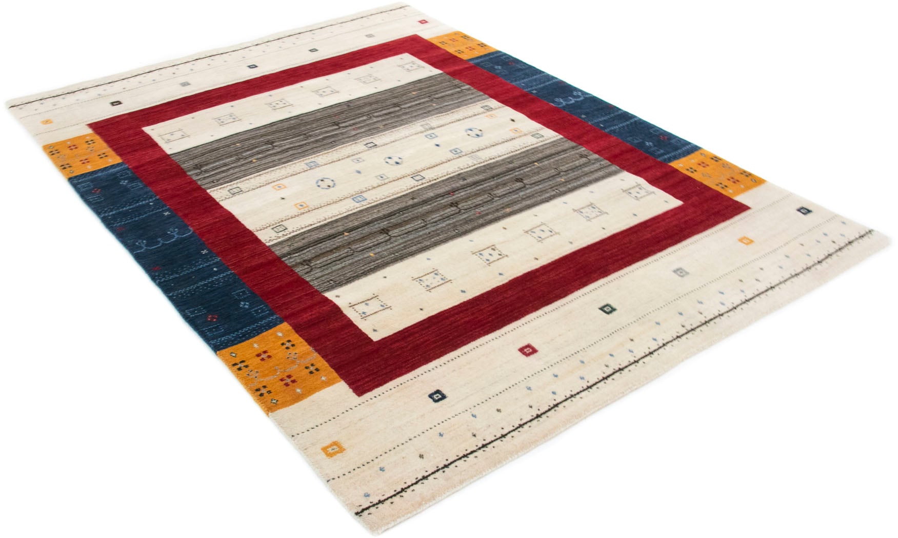carpetfine Wollteppich »Gabbeh Sofia,  auch als Läufer«, rechteckig, 15 mm Höhe, reine Wolle, handgearbeitet, weicher natürlicher Flor, Wohnzimmer
