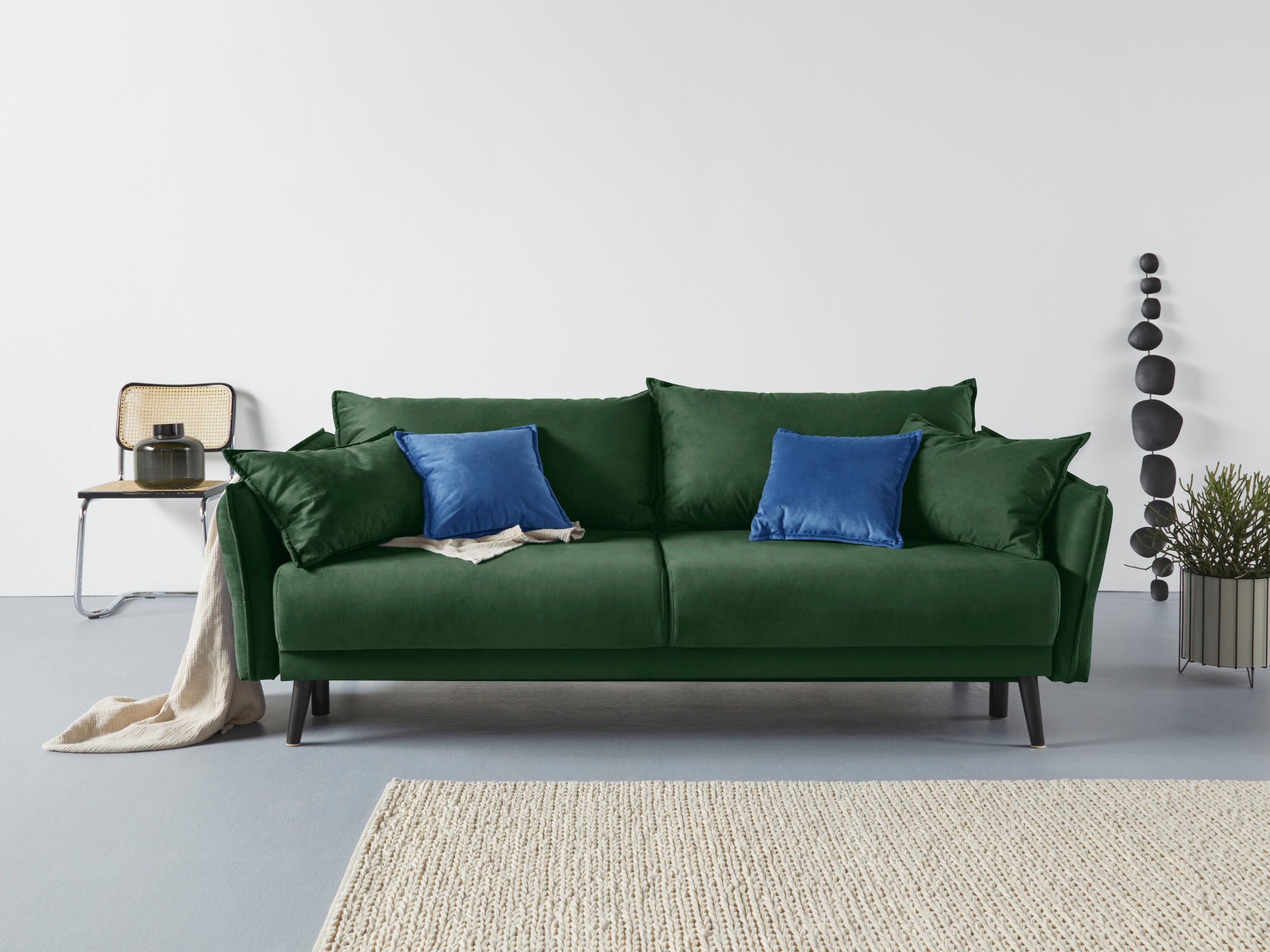 COLLECTION AB Schlafsofa "Asra, B: 228 cm, Liegel. 145x192 cm" Schlaffunktion, Bettkasten, Taschen & 2 Zierkissen, Federkern