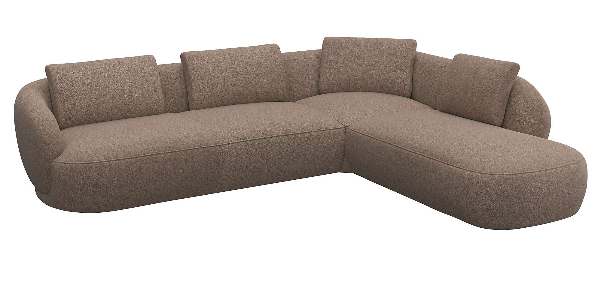FLEXLUX Ecksofa »Torino, rund, L-Form, Sofa-Ecke mit Ottomane«, Modernes, organisches Sofa-Design, Kaltschaum, Wellenunterfederung