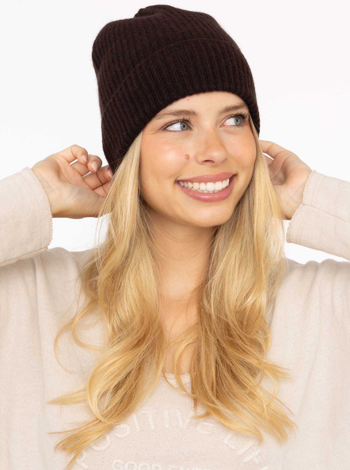Zwillingsherz Beanie, Feinripp, breiter Umschlag, Wolle günstig online kaufen