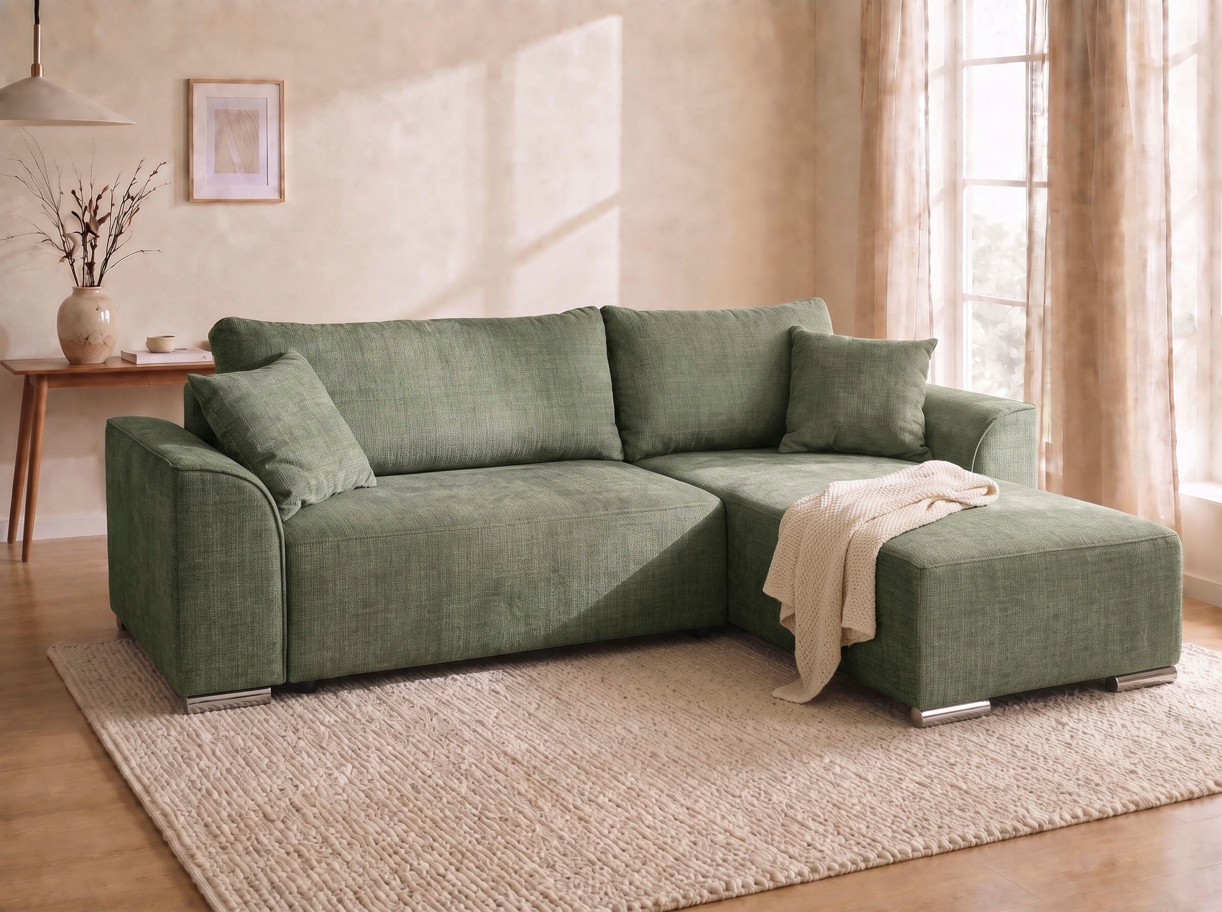 COLLECTION AB "Sara L-Form, B: 236 cm, Schlaffunktion, Bettkasten, optional Topper" Bonnellfederkern, Liegefl. 116x190 cm, Couch als Schlafsofa