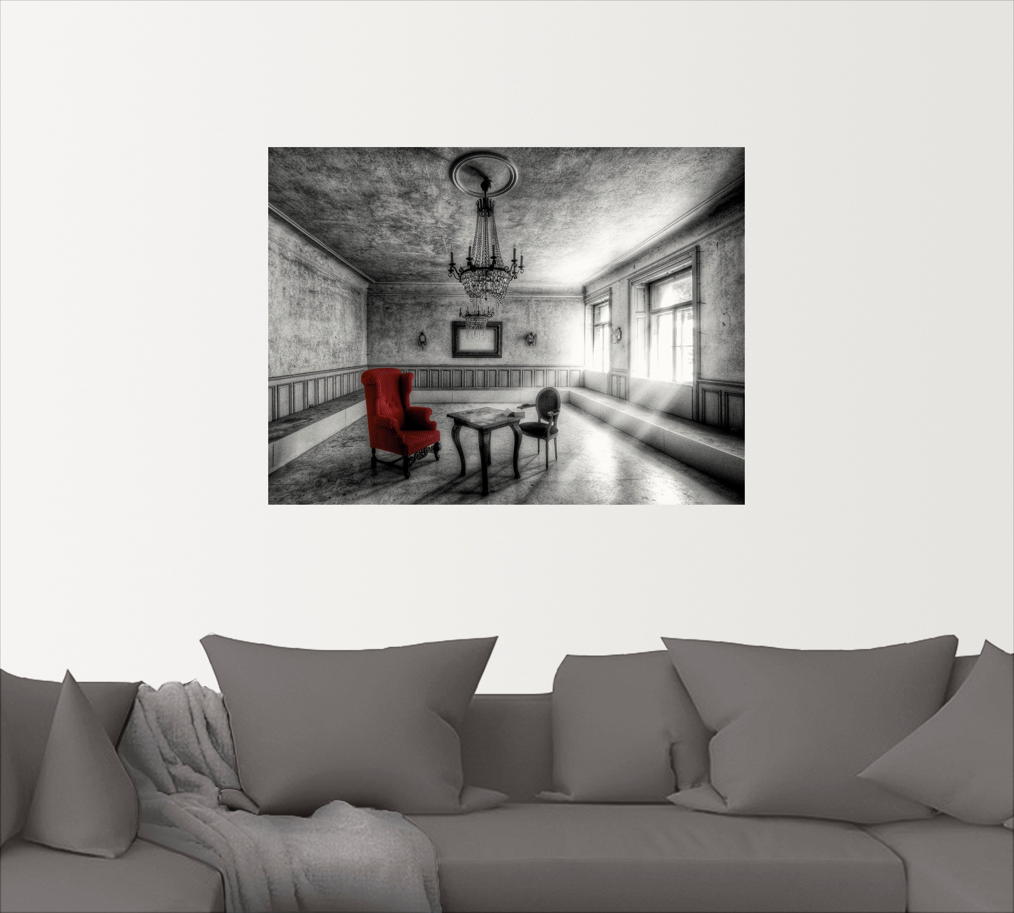 Artland Wandbild "Lost Place - Roter Sessel", Architektonische Elemente, (1 günstig online kaufen