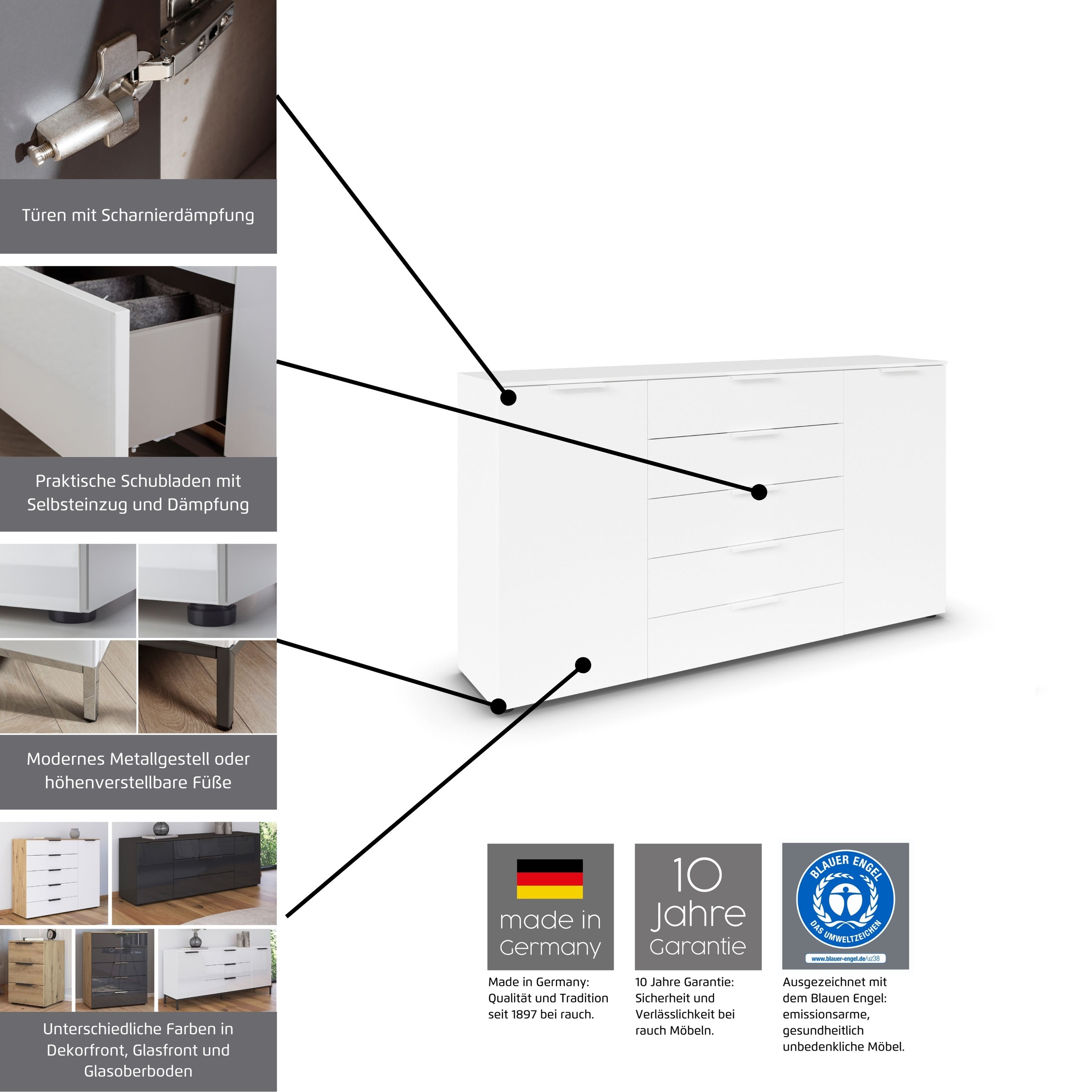 Thumbnail - rauch Schubkastenkommode "Kommode Türkommode Sideboard Kombikommode FLIPP", (Breite 120 cm mit 2 Einlegeböden), 1-türig ...