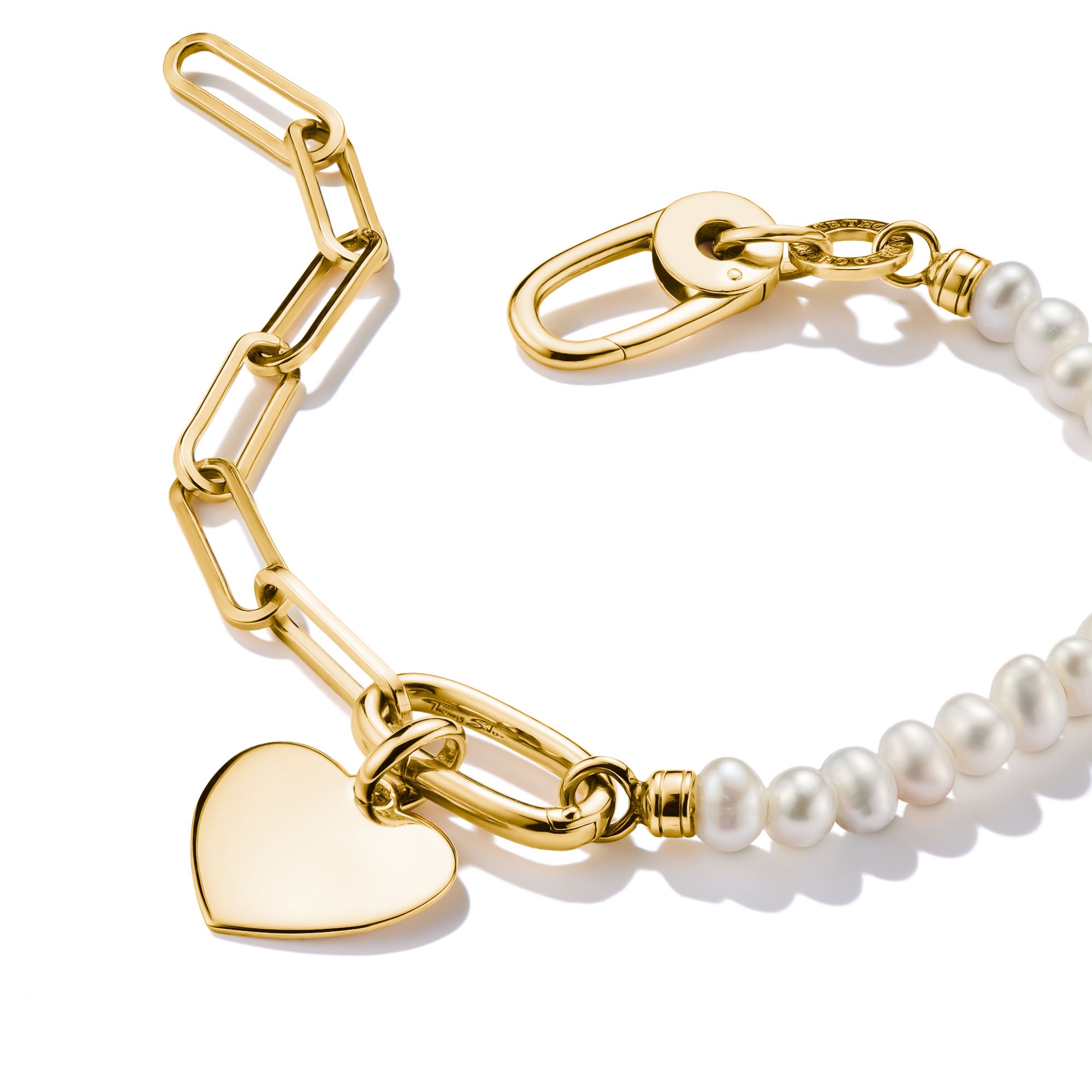 THOMAS SABO Charm-Armband »Charm Club Connect: Perlen und Paperclip mit einem Connect Link«, mit Süßwasserzuchtperle