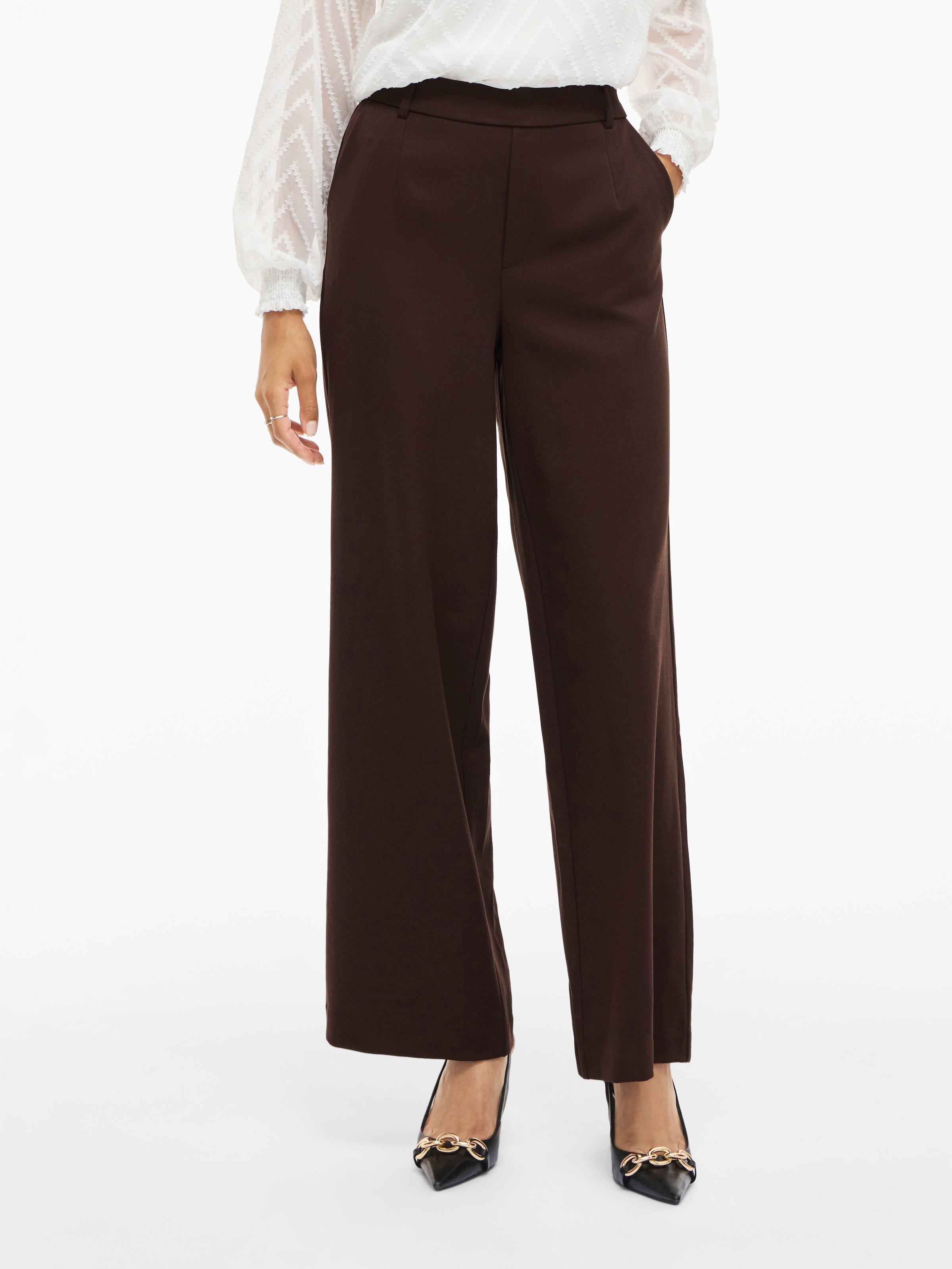 Vila Anzughose "VIVARONE HW WIDE PANT - NOOS" Materialmix, slim fit