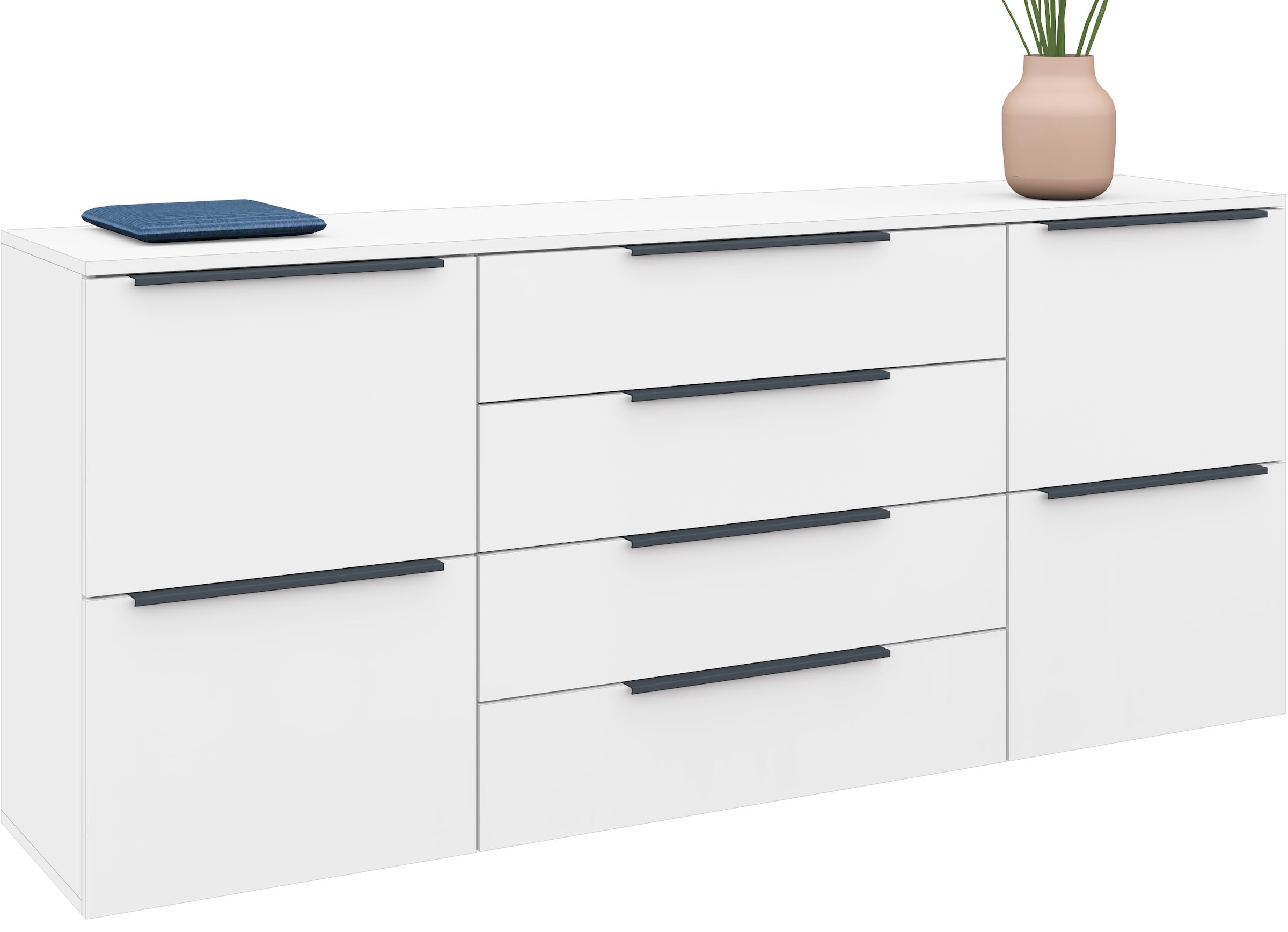 Sideboard »Tom«, Breite 166 cm, verstellbare Einlegeböden, lackierte Alu-Profilgriffe