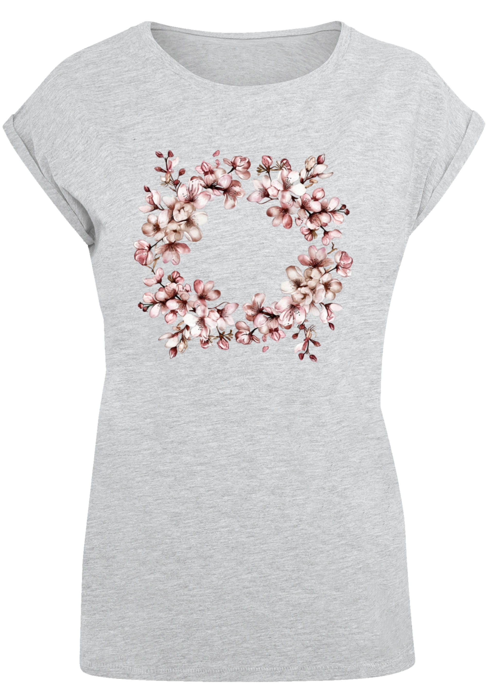 F4NT4STIC T-Shirt »Rosa Frühlings Blumenkranz Dekor«, Premium Qualität