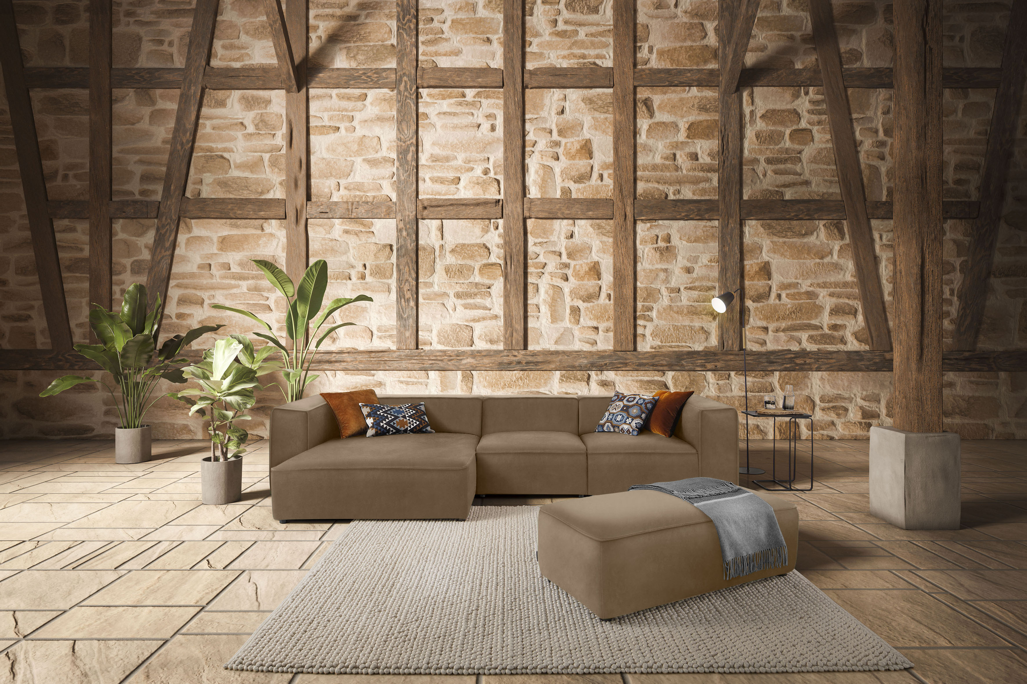 W.SCHILLIG Ecksofa "around-the-block Mega Sofa, viel Platz und hoher Sitzkomfort, L-Form" mit eleganter Biese, mit Federkern, Breite 341 cm