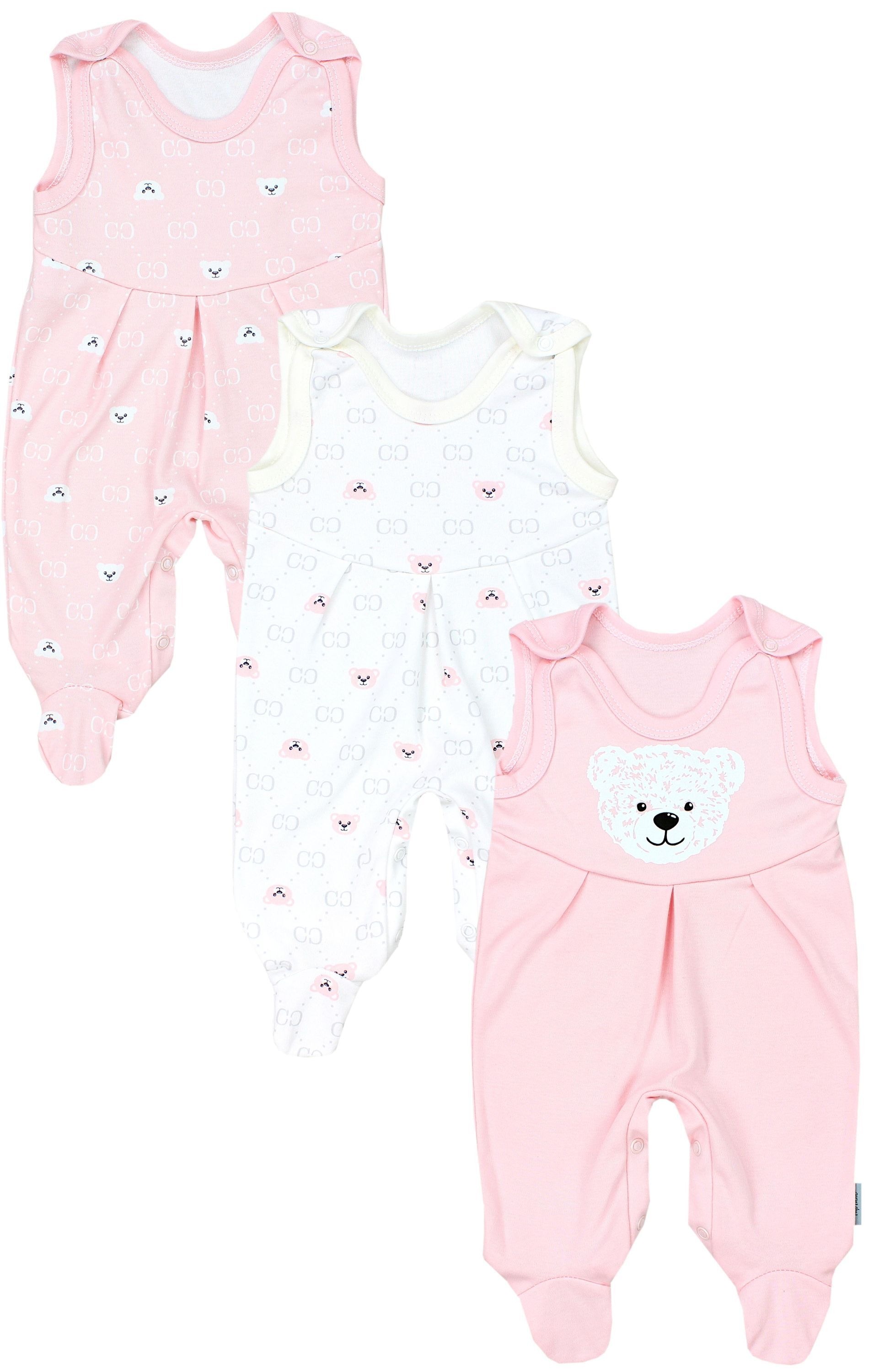 TupTam Strampler "Strampler Baby Mädchen Strampler mit Fuß 3er Pack"