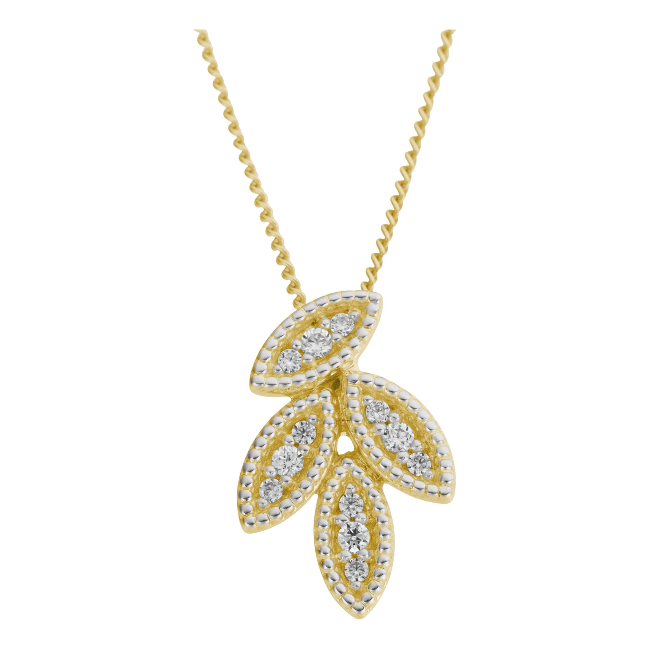 FIRETTI Damen Kettenanhänger "Schmuck Geschenk Gold 333 Halsschmuck Anhänger Blätter bicolor", 0,08 P2 = erkennbare Einschlüsse, Diamanten Gelbgold