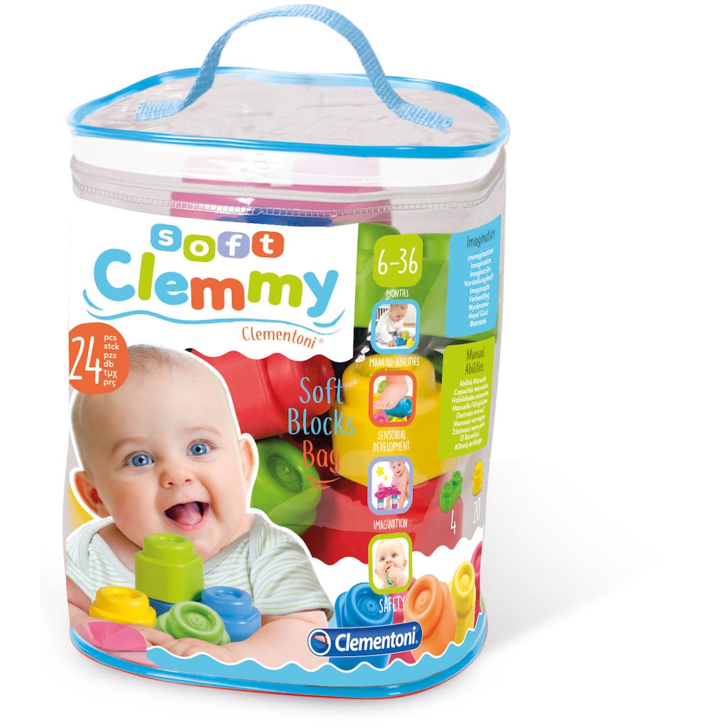 Clementoni® Spielbausteine »Clemmy Soft, Bausteine im Beutel«, (24 St.)