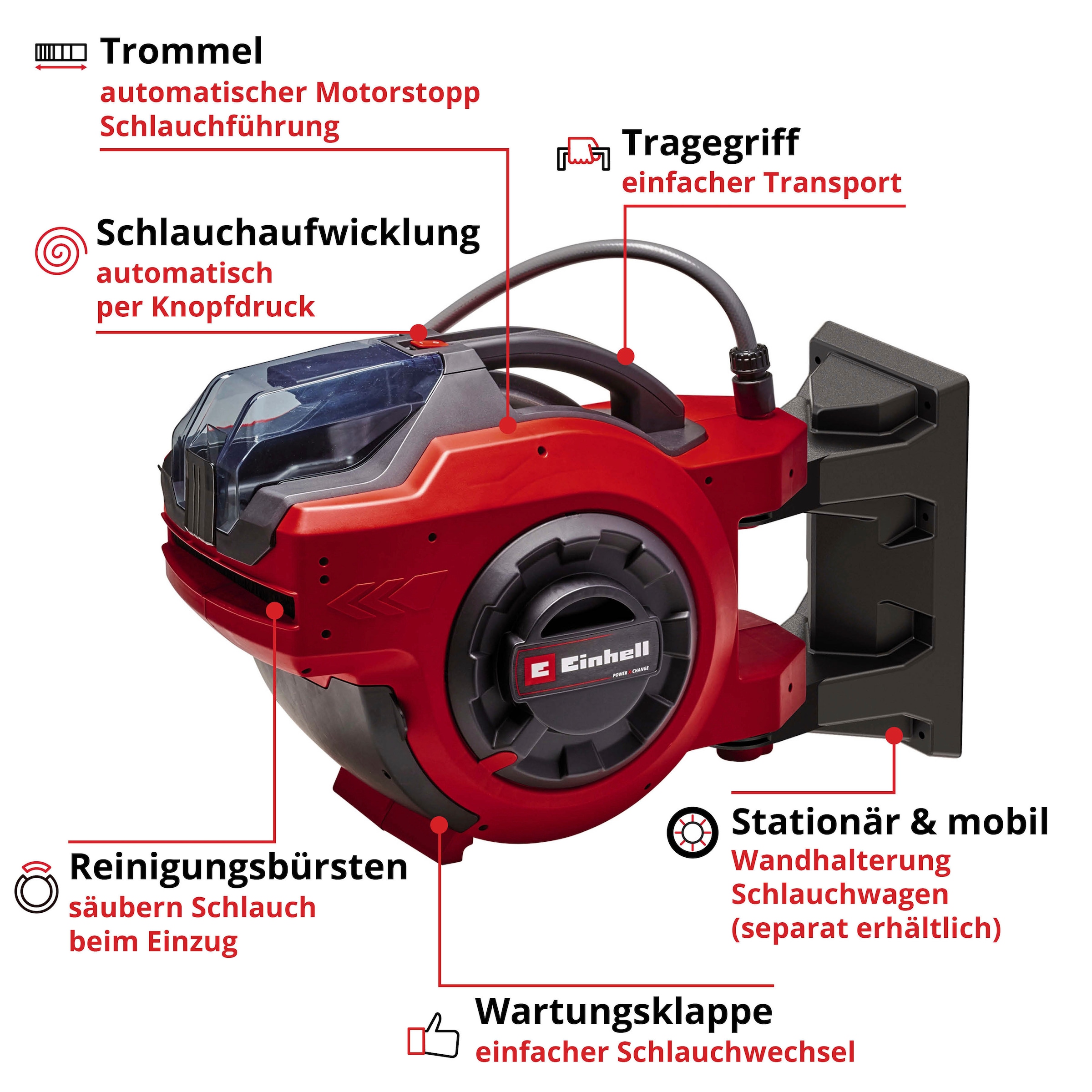 Einhell Schlauchtrommel »GE-HR 18/30 WH Li-Solo«, ohne Akku und Ladegerät