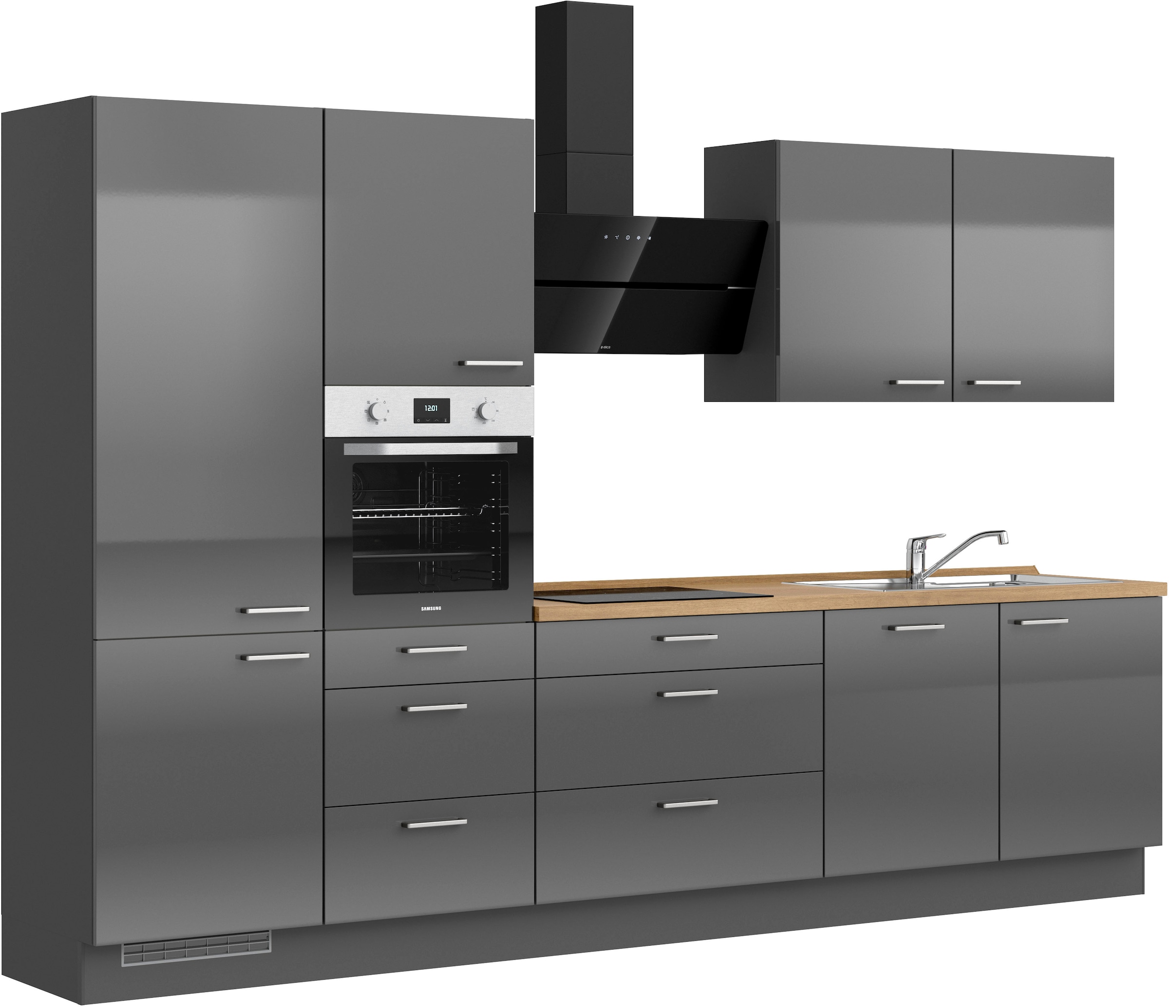 nobilia® Küchenzeile »"Flash II"«, vormontiert, Ausrichtung wählbar, Breite 330 cm, wahlw. mit E-Geräten
