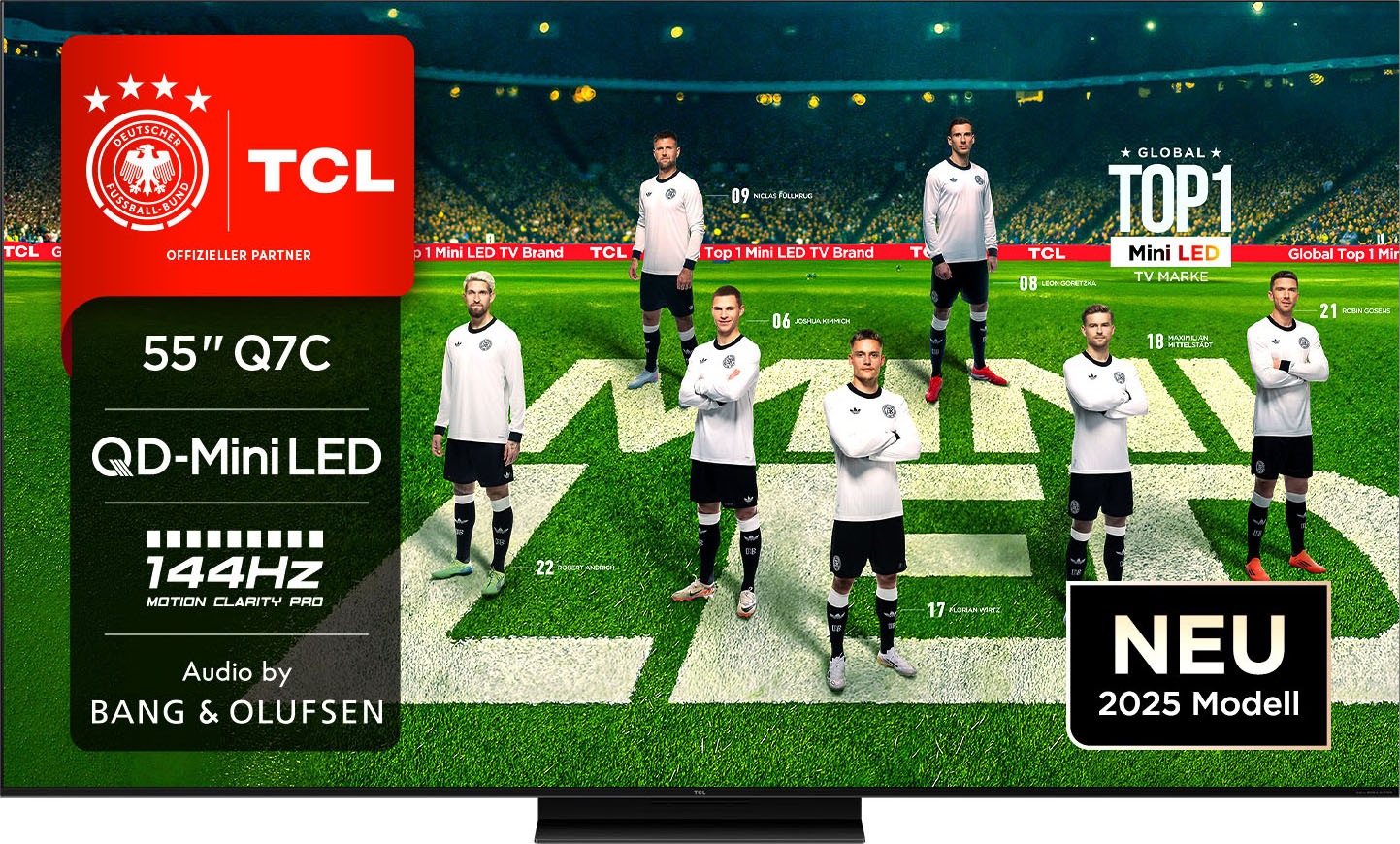TCL Mini-LED-Fernseher "55Q7CX1", 55, schwarz, Fernseher, Audio von Bang & Olufsen, Dolby Vision, Smart TV, Apple TV, 4K HDR