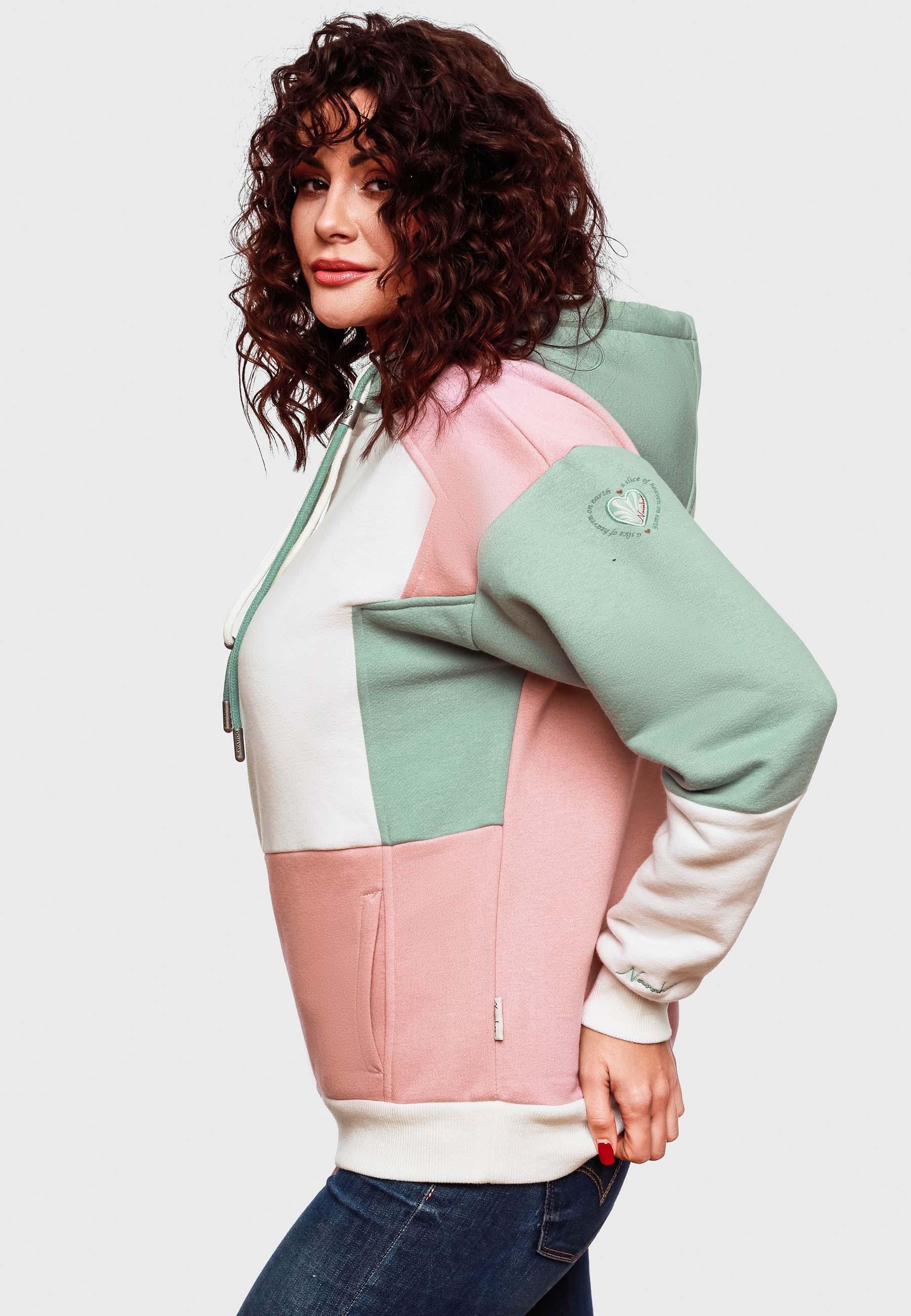 Navahoo Kapuzensweatshirt »Babykätzchen«, Verspielter Damen Hoodie im Colorblocking-Look