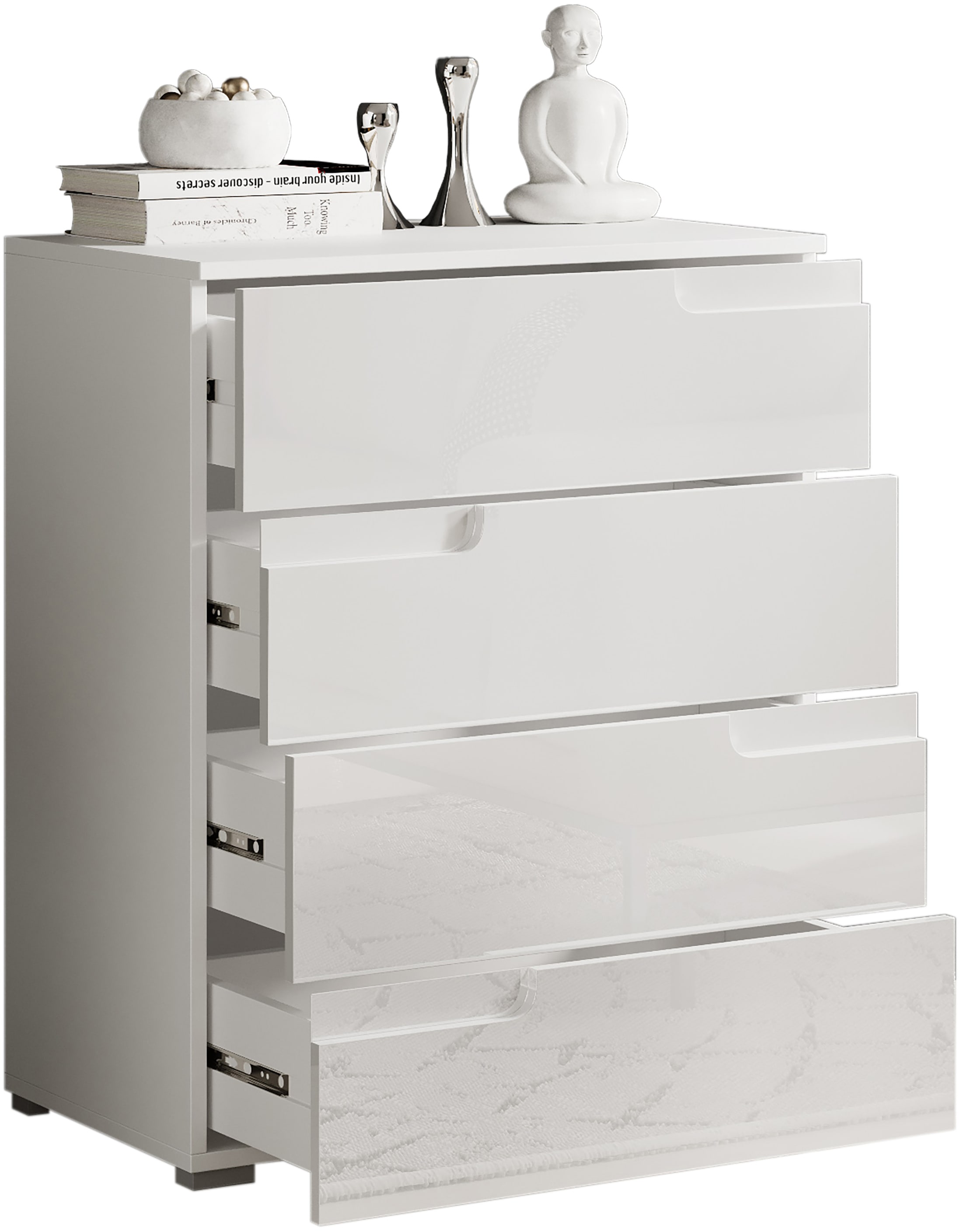 HBZ Kommode »Spice weiß hochglanz, BxHxT 65x80x40 cm«, Kommode mit 4 Schubkästen
