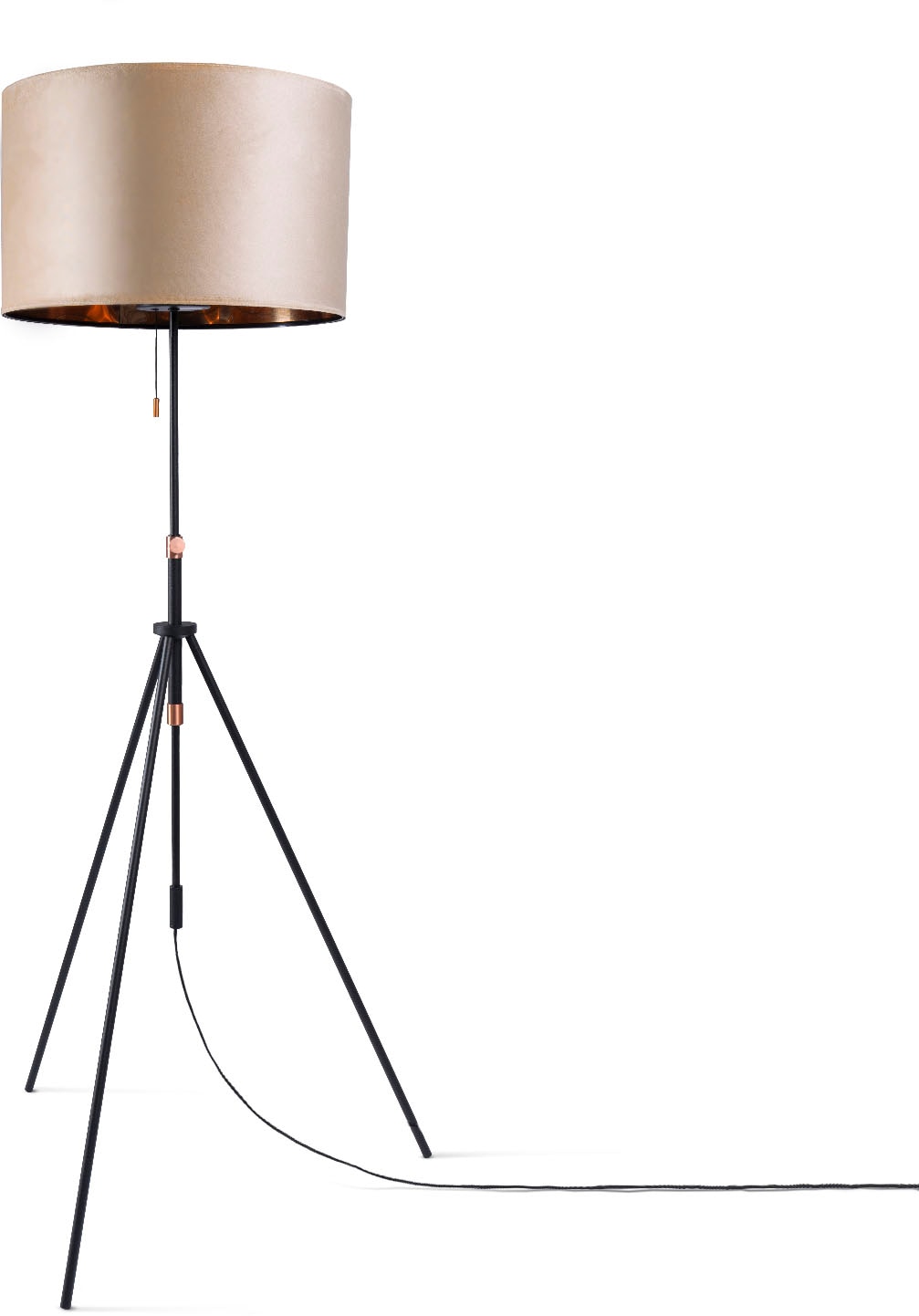 Paco Home Stehlampe »Naomi uni Color«, Wohnzimmer Höhenverstellbar 121,5  bis 176,5 cm Zugschalter Velour | BAUR