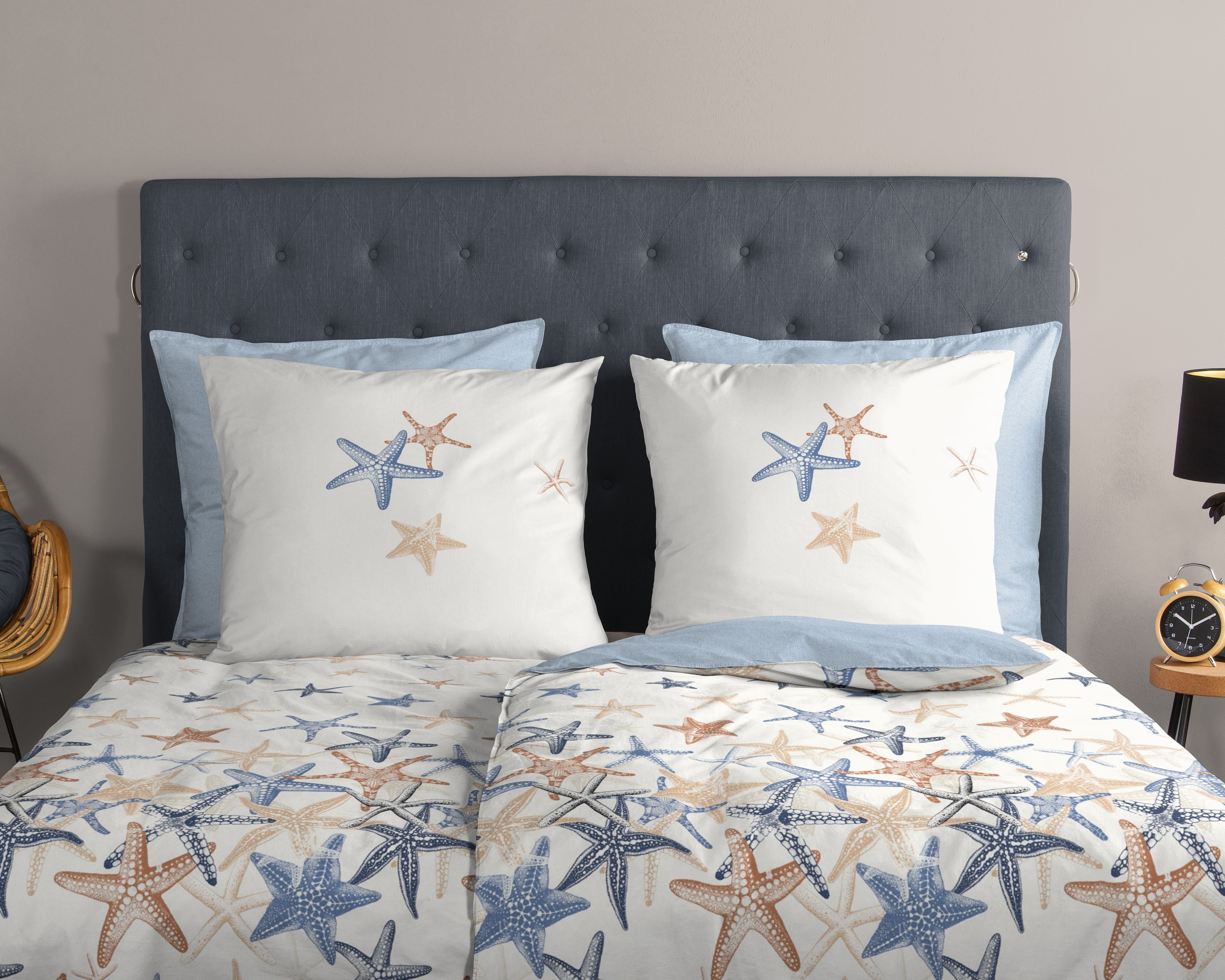 Thumbnail - good morning Wendebettwäsche "Antibes" 3 100% Baumwolle, Renforcé, Reißverschluss, Wendeoptik, Seesterne