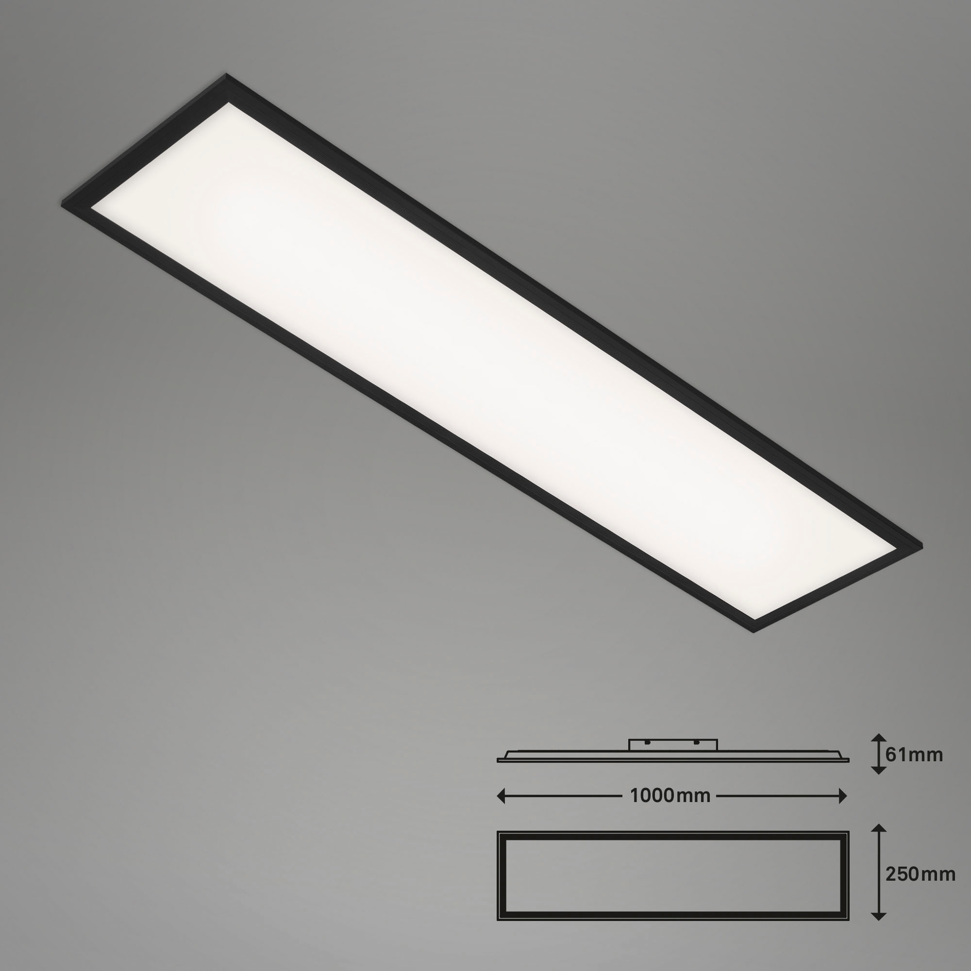 Briloner Leuchten LED Panel »7167015 Piatto«, Leuchtmittel LED-Board | LED fest integriert, Deckenlampe, 100x25x6cm, Schwarz, 24W, Wohnzimmer, Schlafzimmer, Flur