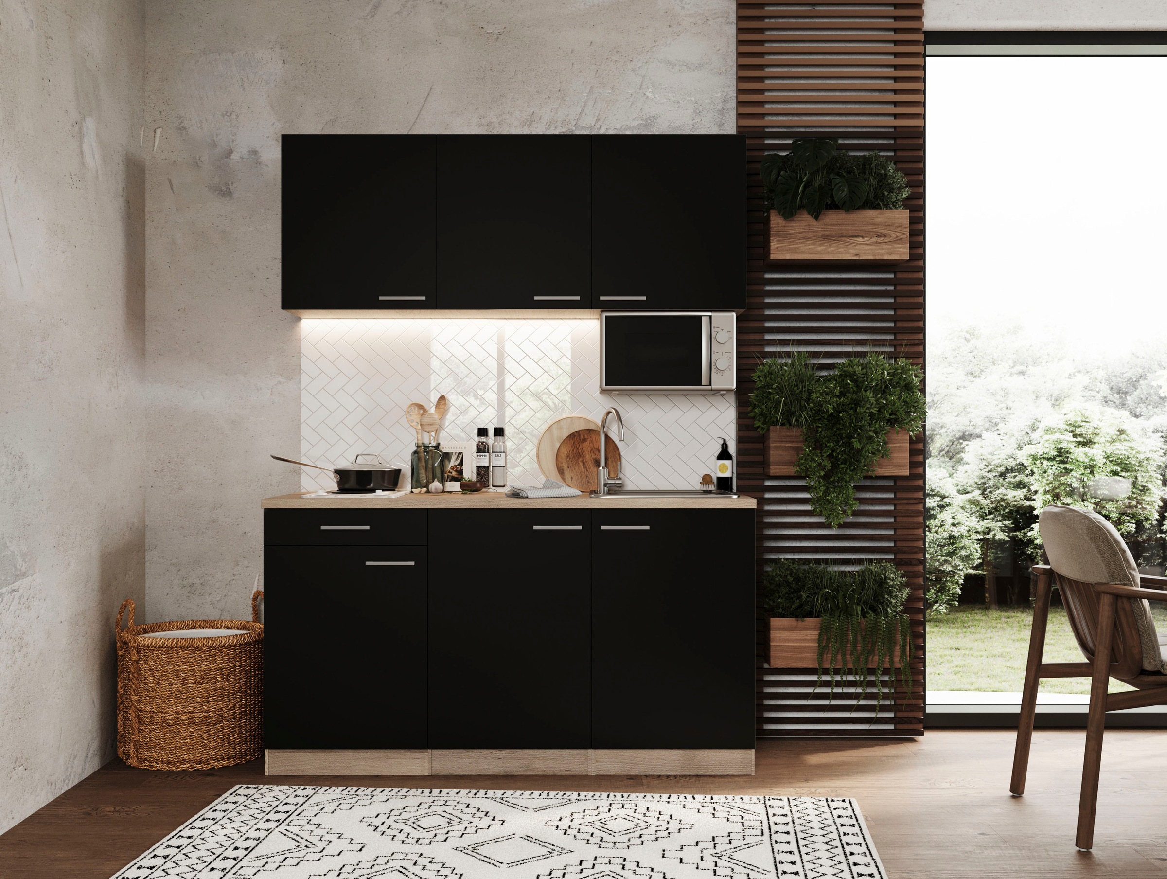 RESPEKTA Pantryküche "Luis, Duo Kochfeld, wahlweise mit Mikrowelle, Korpus günstig online kaufen