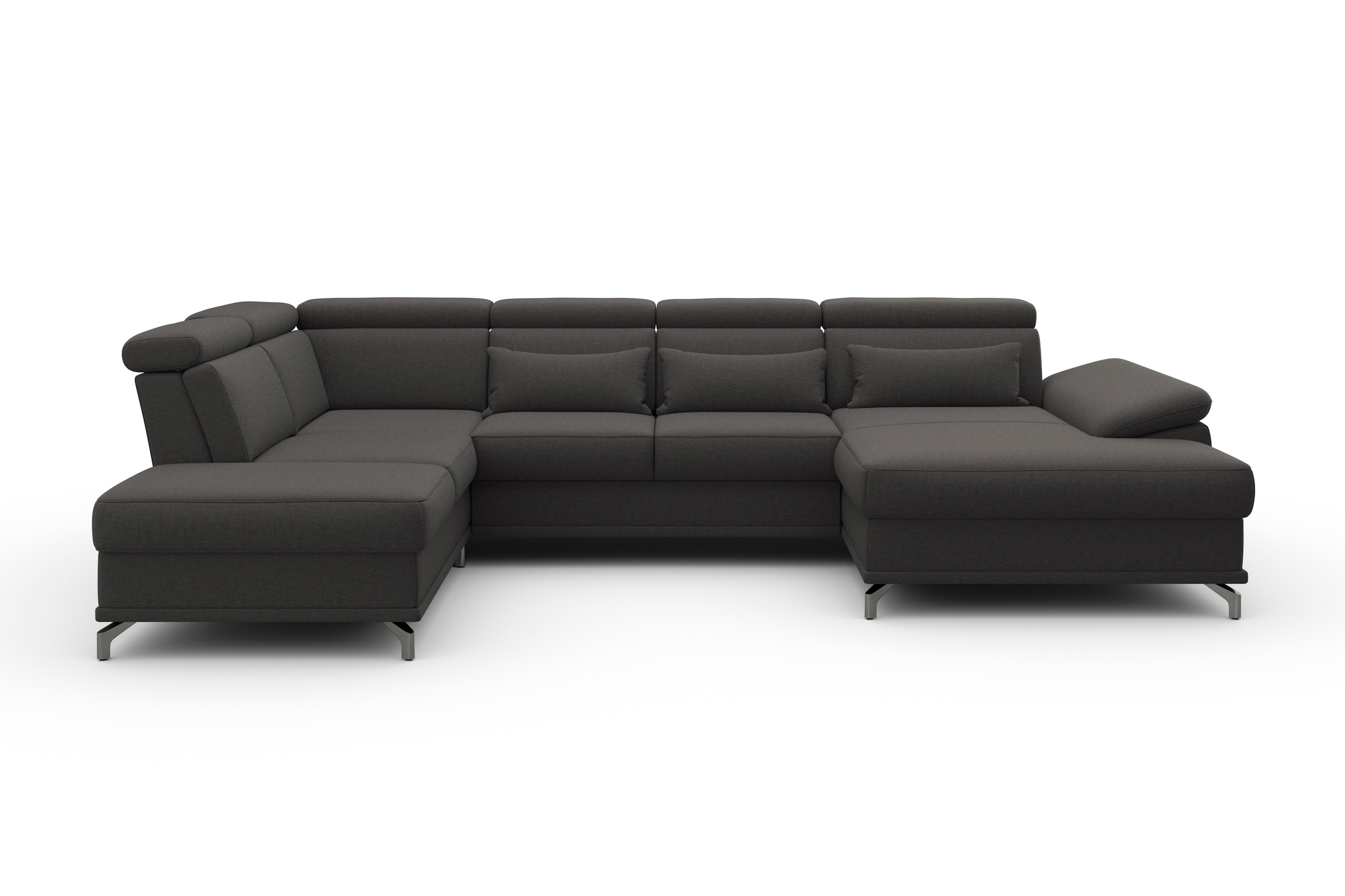 sit&more Wohnlandschaft »Cabrio U-Form, mit Sitztiefenverstellung, Arm- und Kopfteilverstellung«, 3 Nierenkissen, Federkern, optional Bettfunktion und Stauraum