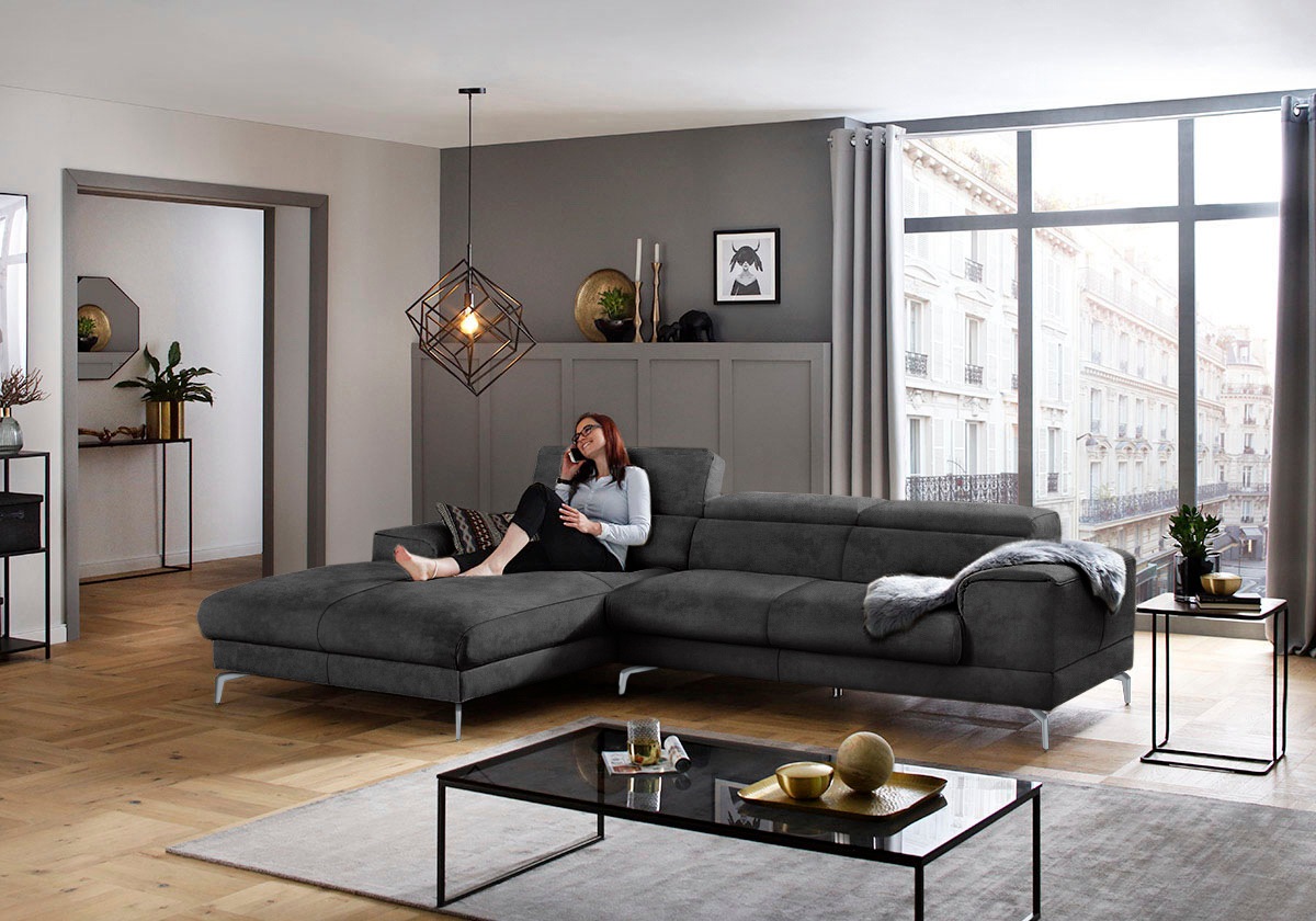 Thumbnail - W.SCHILLIG Ecksofa "piedroo, Designsofa mit tollem Sitzkomfort, bequem und elegant, L-Form", Kopfteilverstellung, wahlwe...