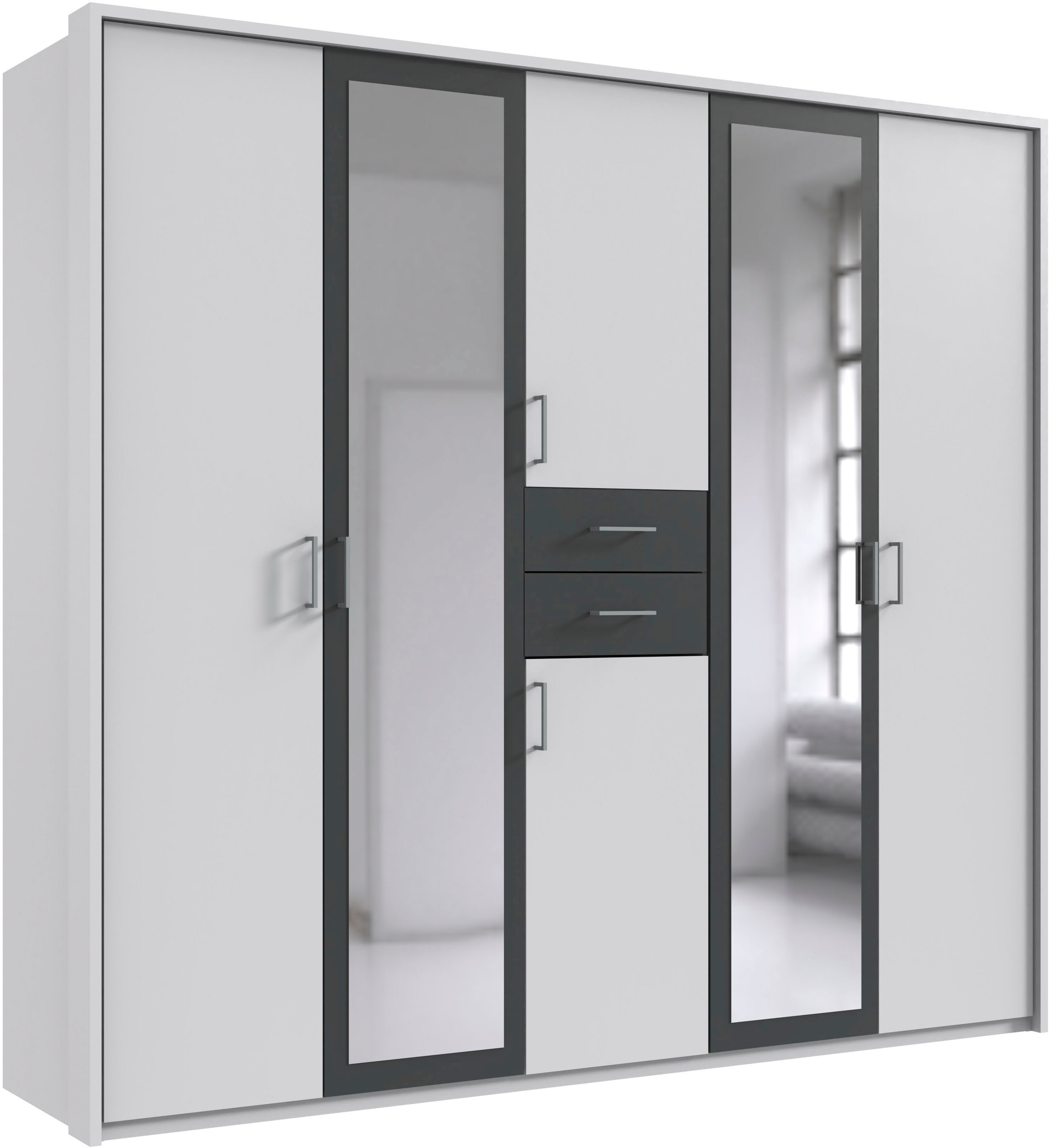 Wimex Kleiderschrank "Diver Drehtürenschrank mit Spiegel, in der Breite: 225cm" Bestseller Schlafzimmerschrank wahlweise 3 Innenausstattungen