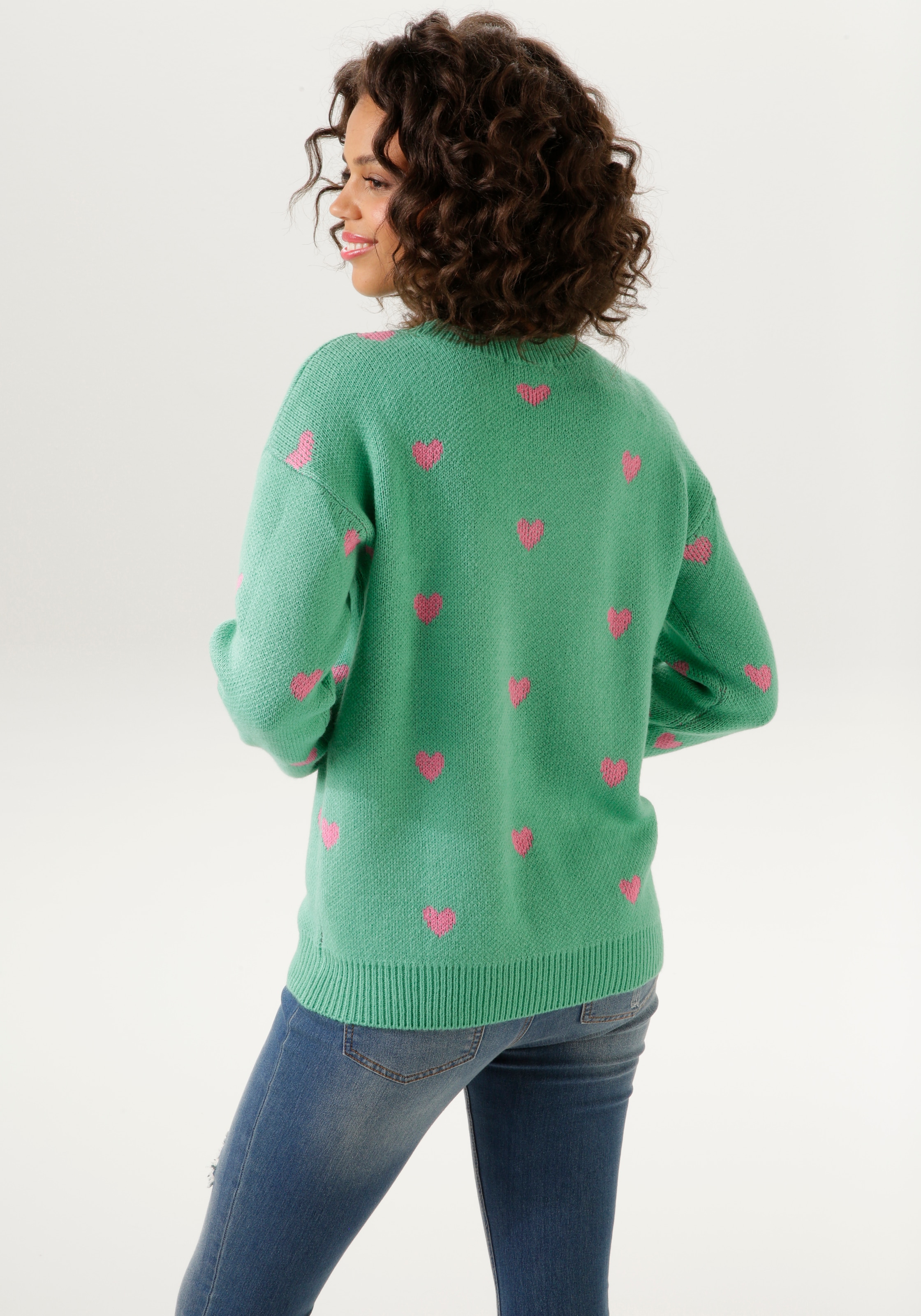 Aniston CASUAL Strickpullover, mit eingestrickten Herzchen