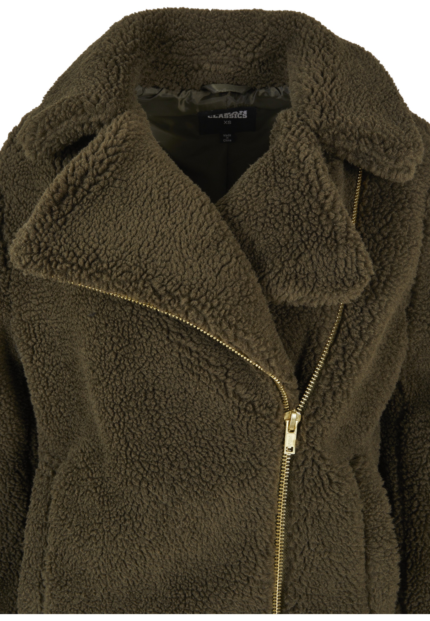URBAN CLASSICS Winterjacke »Urban Classics Damen Ladies Sherpa Biker Jacket« 1 Stk. tlg. ohne Kapuze