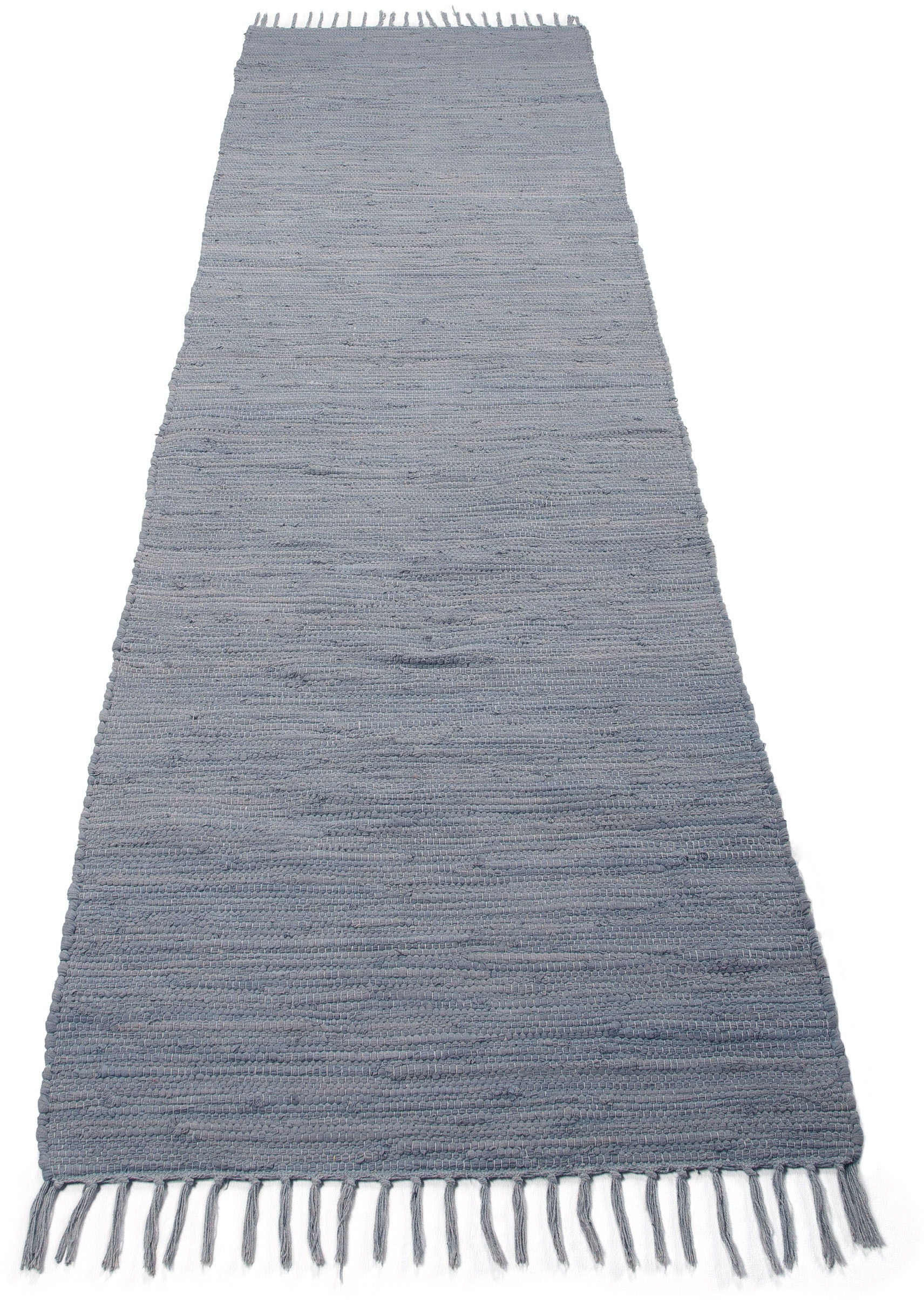 carpetfine Teppich »Kelim Chindi uni«, rechteckig, 5 mm Höhe, Wendeteppich, reine Baumwolle, handgewebt, Uni-Farben, mit Fransen