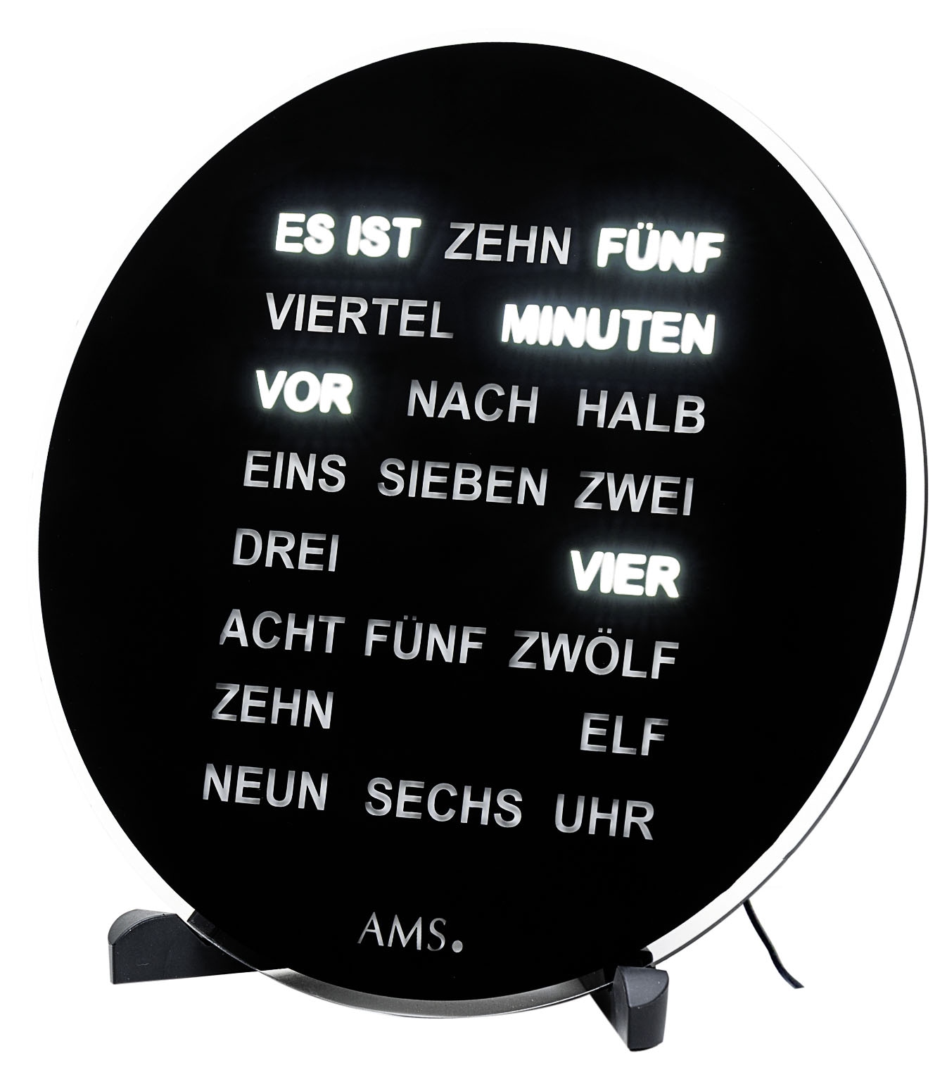 AMS Tischuhr, schwarz, Tischuhren, Quarzuhr, Wohnzimmer, Esszimmer