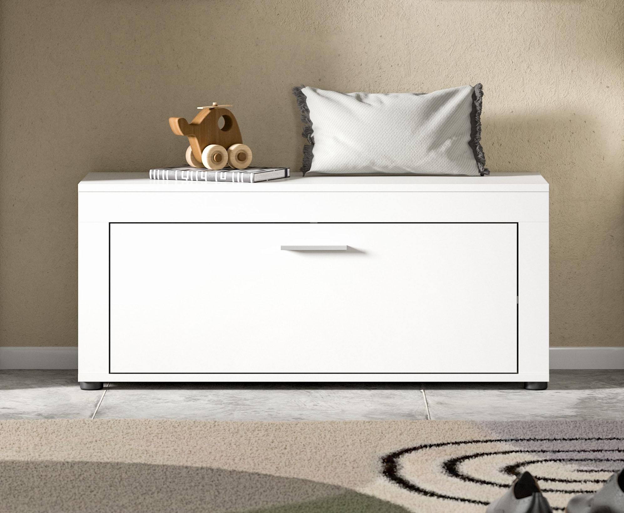 OTTO home Sitzbank "AOSTA, Breite 100cm, 1 Klappe, 2 Fächer, viel Stauraum" in verschiedenen Farbausführungen erhältlich, individuell kombinierbar, 1 Stk. tlg. Garderobenbank, Flurbank, Bank, Dielenbank, Schuhbank, Garderobe