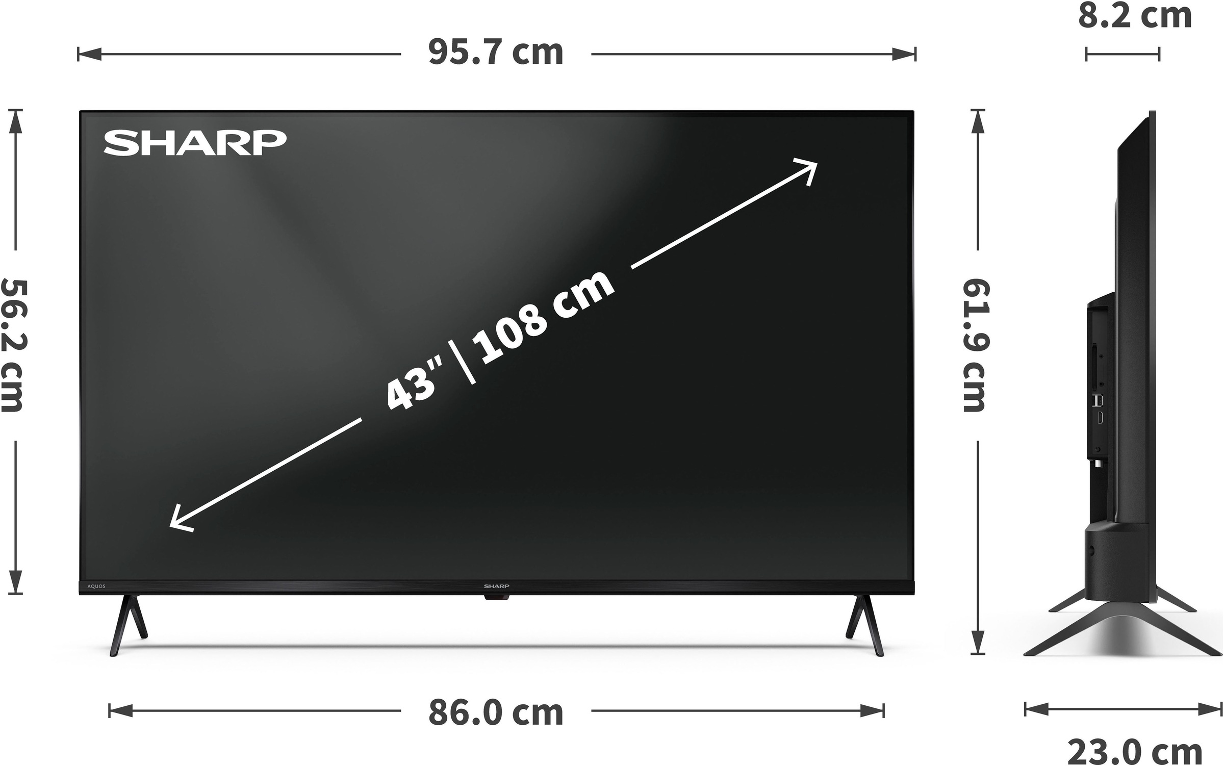 Sharp LED-Fernseher »4T-C43HLx«, 4K Ultra HD, Google TV-Smart-TV