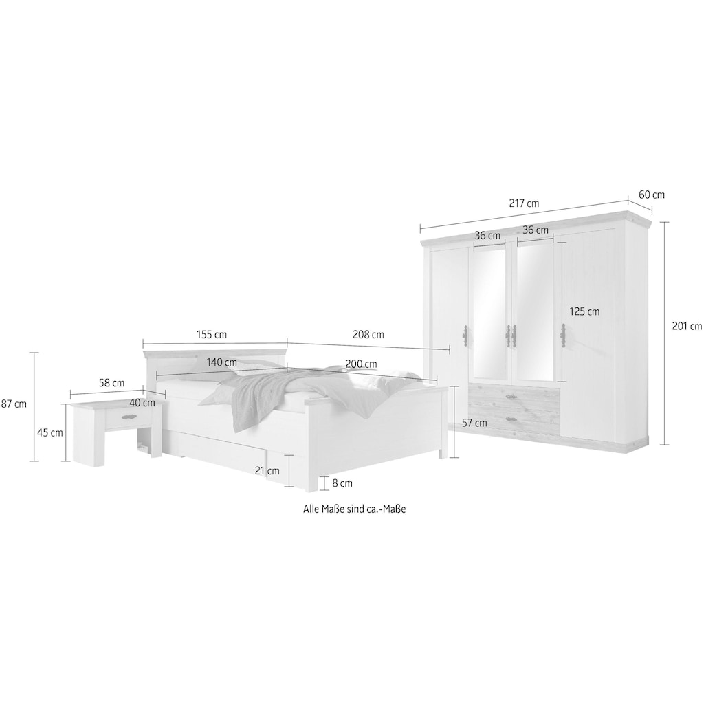 Home affaire Schlafzimmer-Set »Florenz«, in 3 verschiedenen Ausführungen
