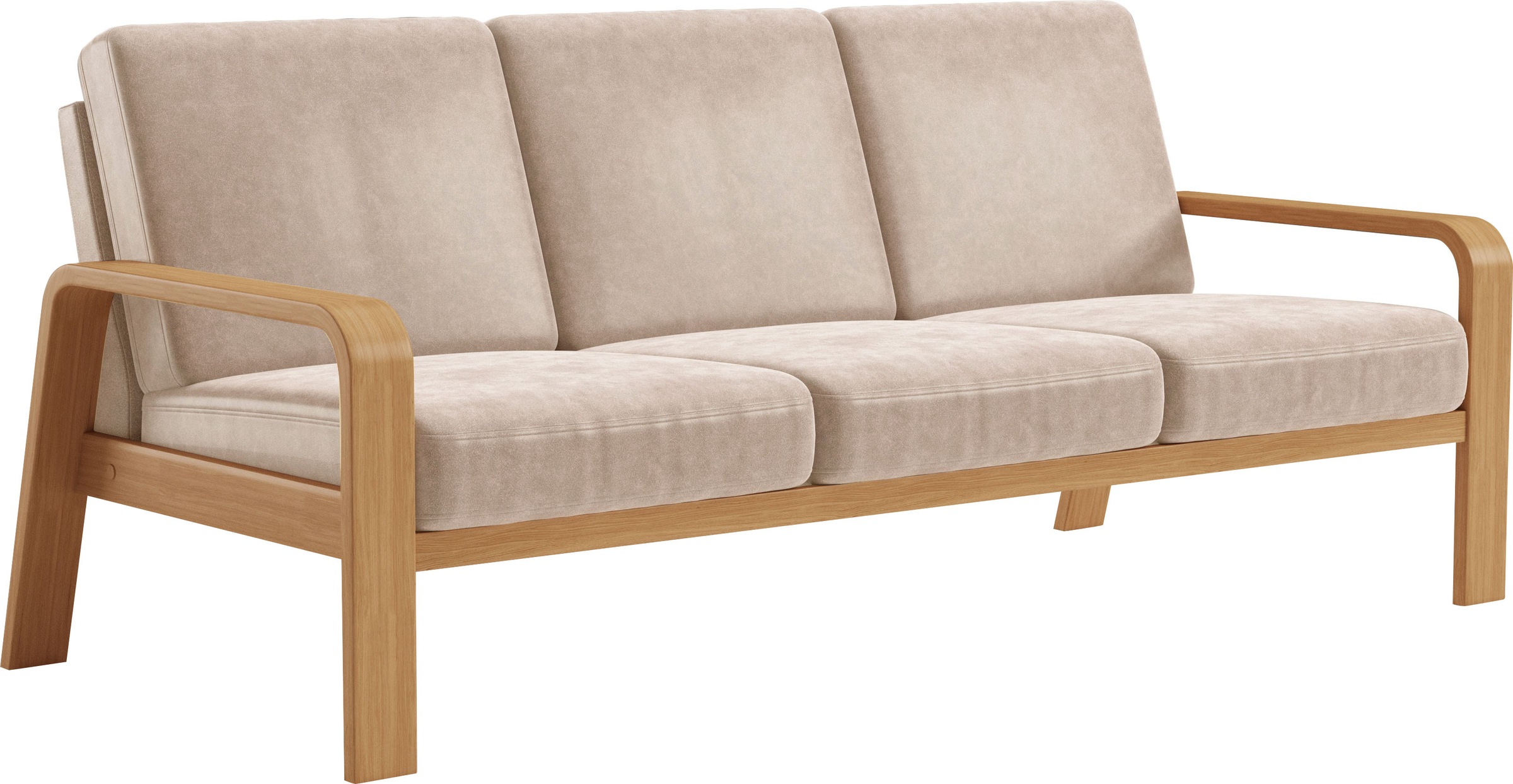 sit&more 3-Sitzer »Kolding«, Armlehnen aus eichefarbigem Buchenholz, verschiedene Bezüge und Farben