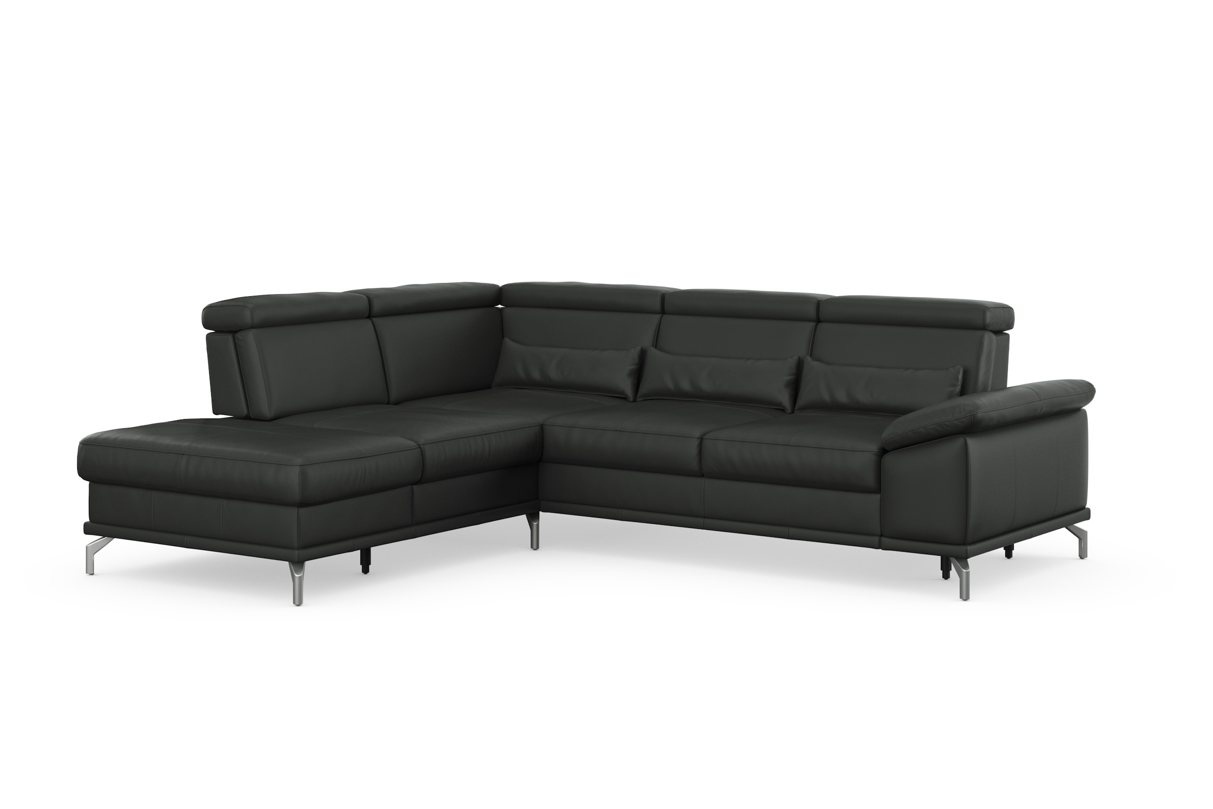 sit&more Ecksofa »Cabrio L-Form, mit Sitztiefenverstellung, Arm- und Kopfteilverstellung«, 3 Nierenkissen, Federkern, optional Bettfunktion und Stauraum