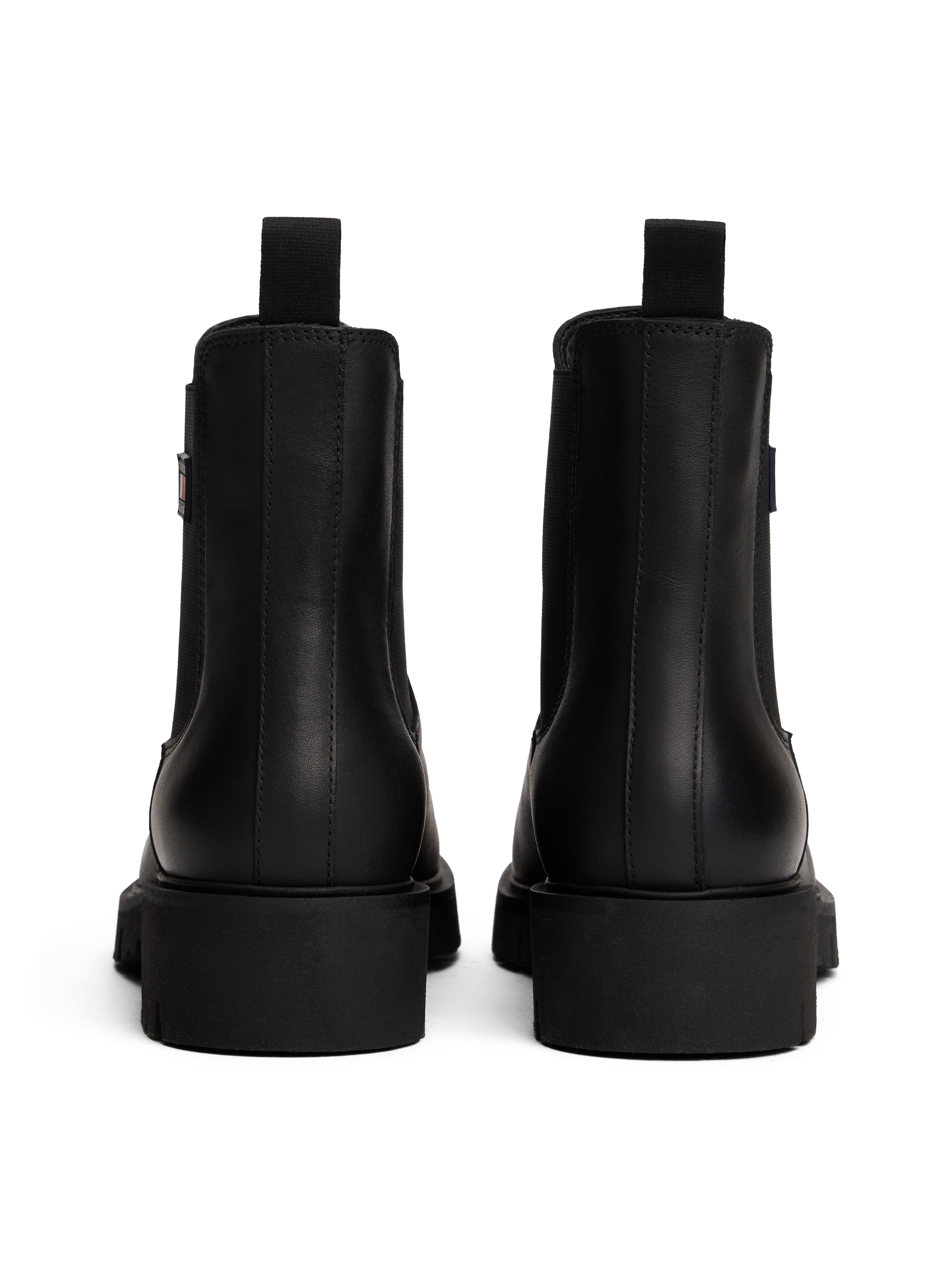 Thumbnail - Tommy Jeans Chelseaboots "TJW CHELSEA LEATHER BOOT", Blockabsatz, Schlupfboots, Stiefelette mit typischer Logoflagge