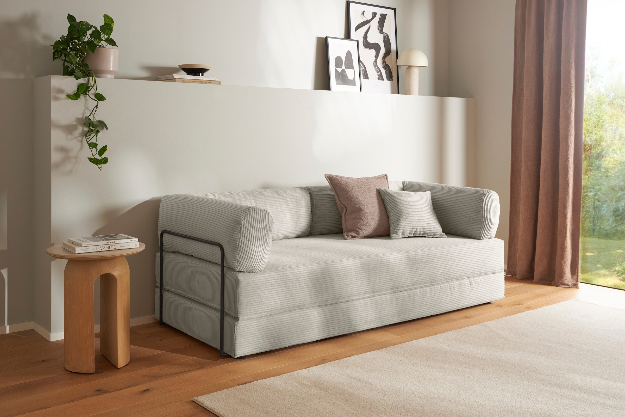 homsy by Ana Johnson Schlafsofa "Folda Dauerschläfer, B: 206 cm, Liegefl. 181x198 cm" mit Bett-/Schlaffunktion, inkl. 1x Zierkissen, Tonnentaschenfederkern