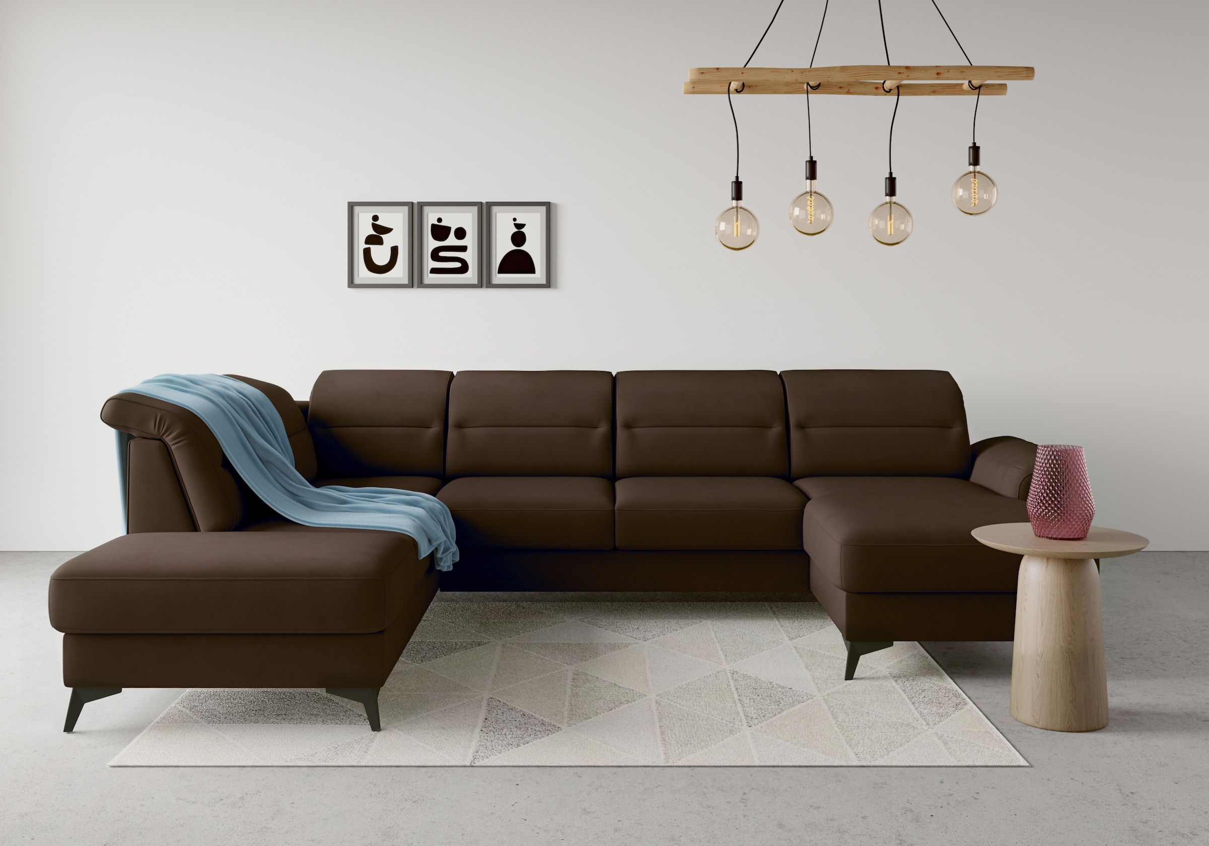 sit&more Wohnlandschaft "Sinatra U-Form" optional mit Kopfteilverstellung und Armteilfunktion, Metallfüße