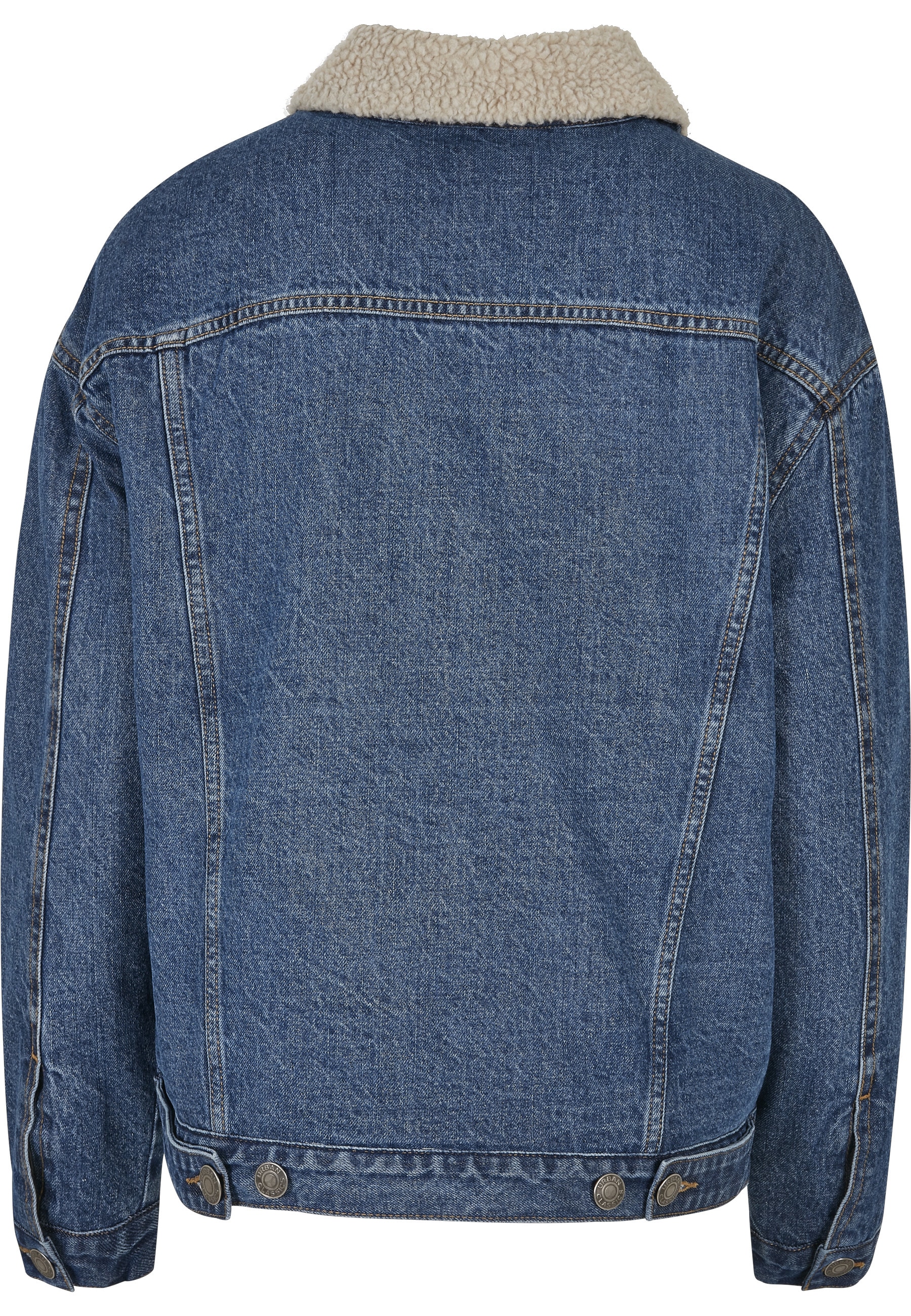 URBAN CLASSICS Jeansjacke »Urban Classics Damen Ladies Oversized Sherpa Denim Jacket« 1 Stk. tlg. ohne Kapuze