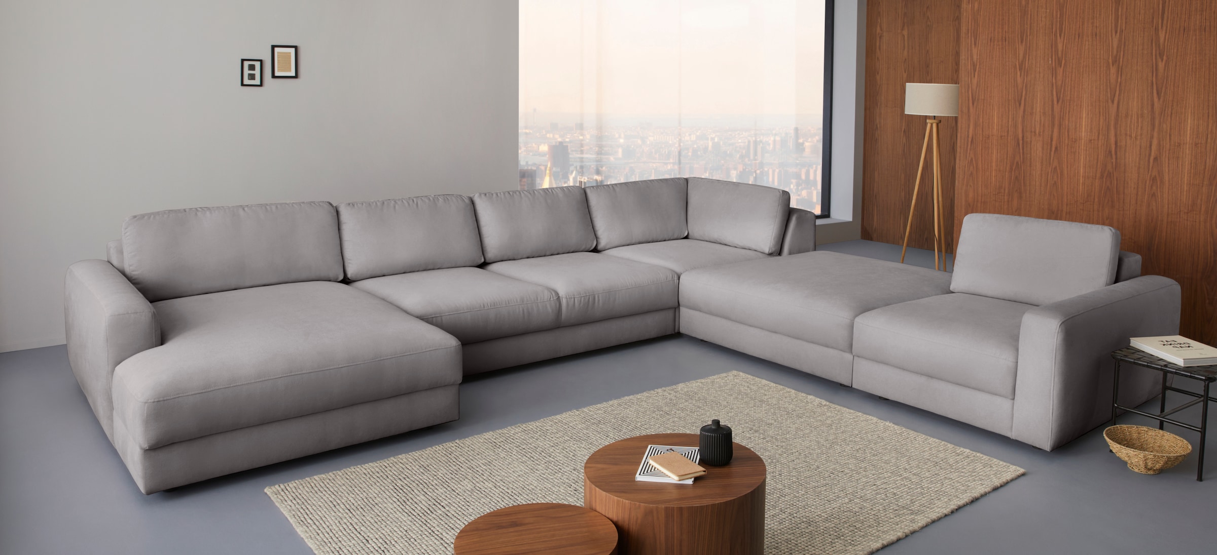 Places of Style Wohnlandschaft »Bloomfield, Mega Polsterprogramm, Breite 405cm, viel Platz, U-Form«, mit extra tiefer Sitzfläche, wahlweise mit Sitztiefenverstellung