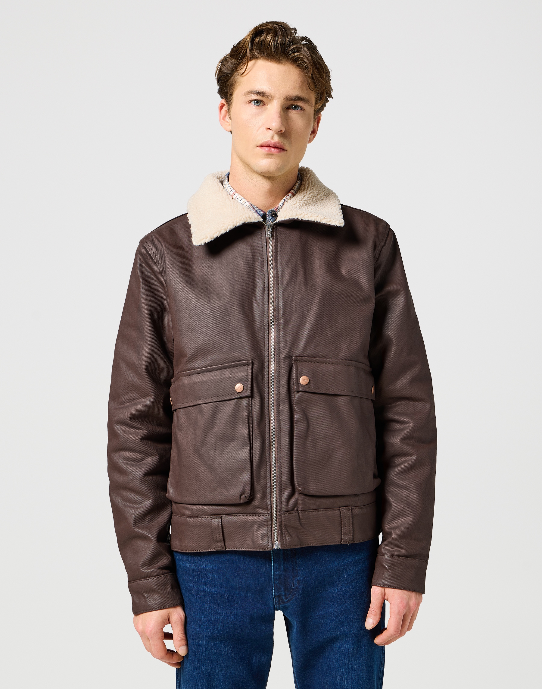 Wrangler Lederjacke "WRANGLER AVIATOR", mit Gürtelschlaufen am Saum