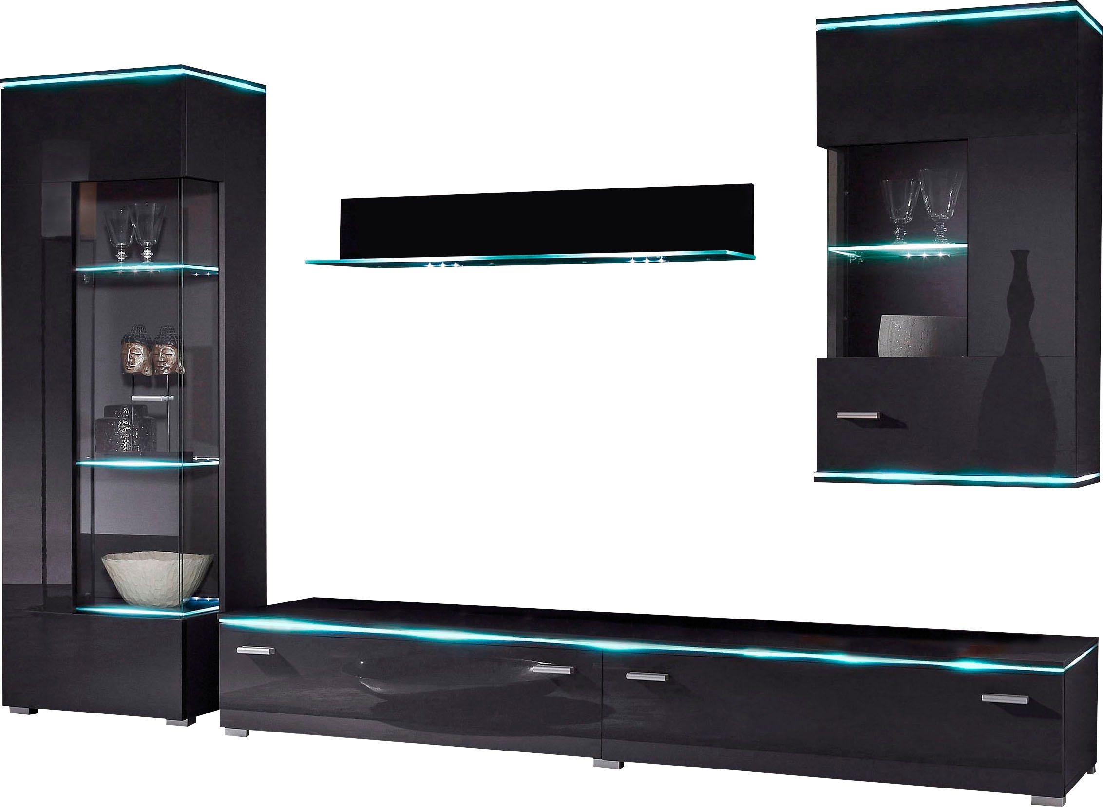 Höltkemeyer Wohnwand "Happy" Set besteht aus 1 Standvitrine, 1 Hängevitrine günstig online kaufen