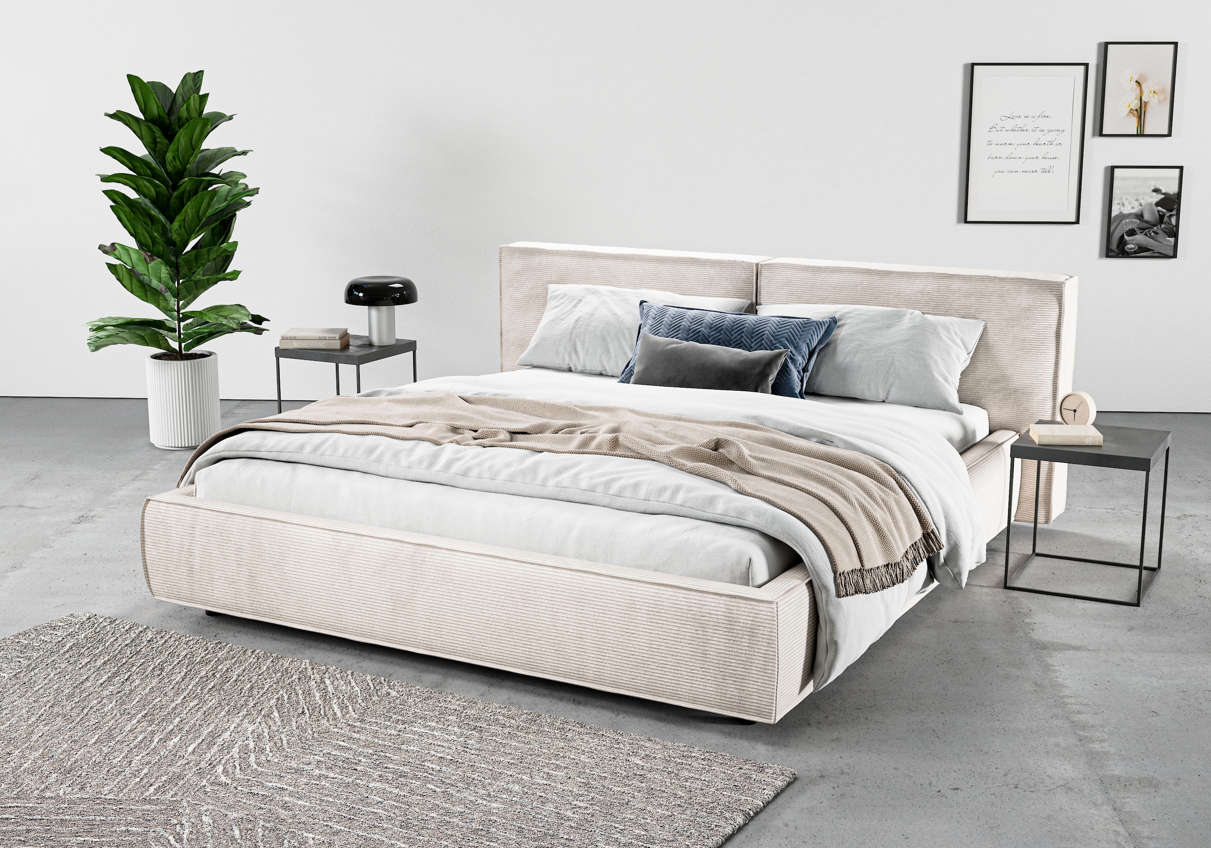 Home affaire Polsterbett "Adrina mit Biesenoptik, Feincord und Luxus-Microf günstig online kaufen