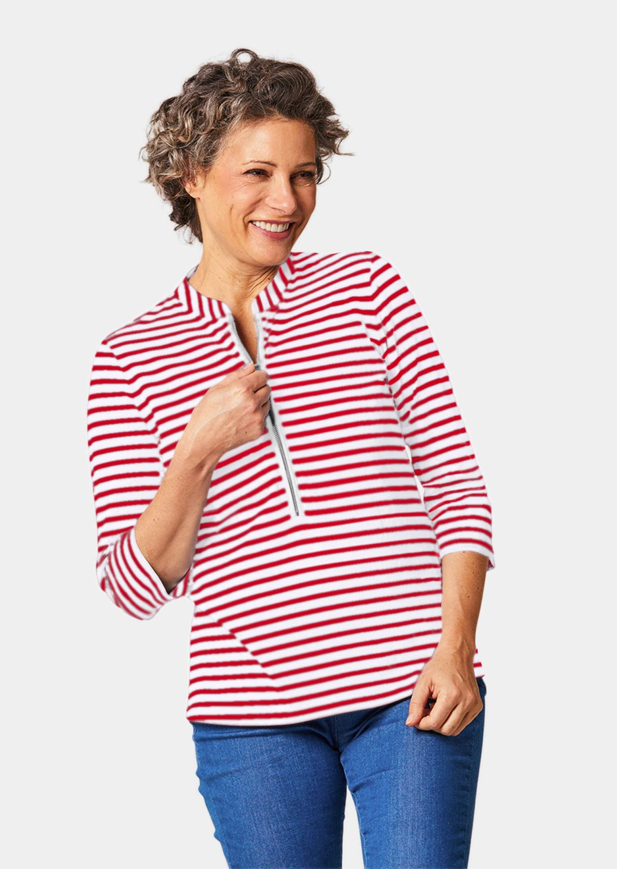 GOLDNER 3/4-Arm-Shirt "Kurzgröße Sportives Ringelshirt in Longform" Garngef günstig online kaufen