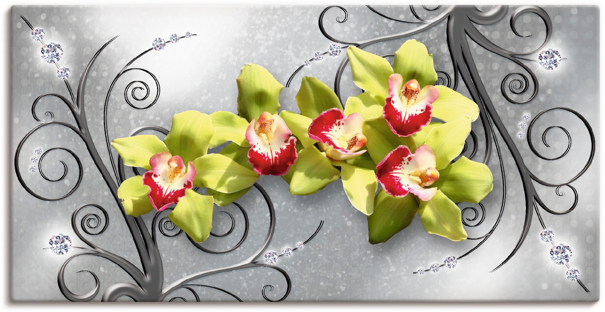 Artland Wandbild »Grüne Orchideen in versch. St.), Poster auf Größen Leinwandbild, (1 Wandaufkleber Blumenbilder, | Ornamenten«, bestellen als Alubild, BAUR oder