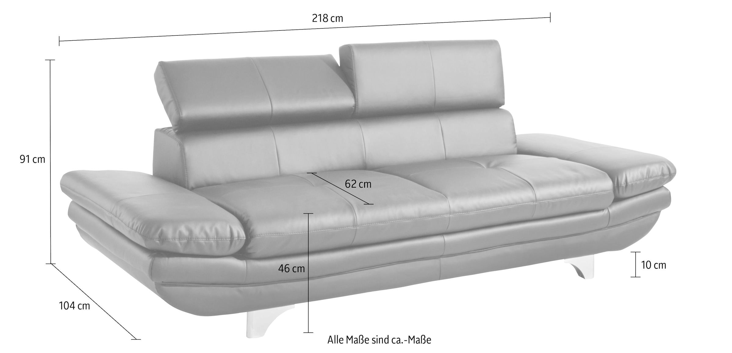 COTTA 2-Sitzer »Enterprise«, Big-Sofa, mit Armteilverstellung & Kopfteilverstellung