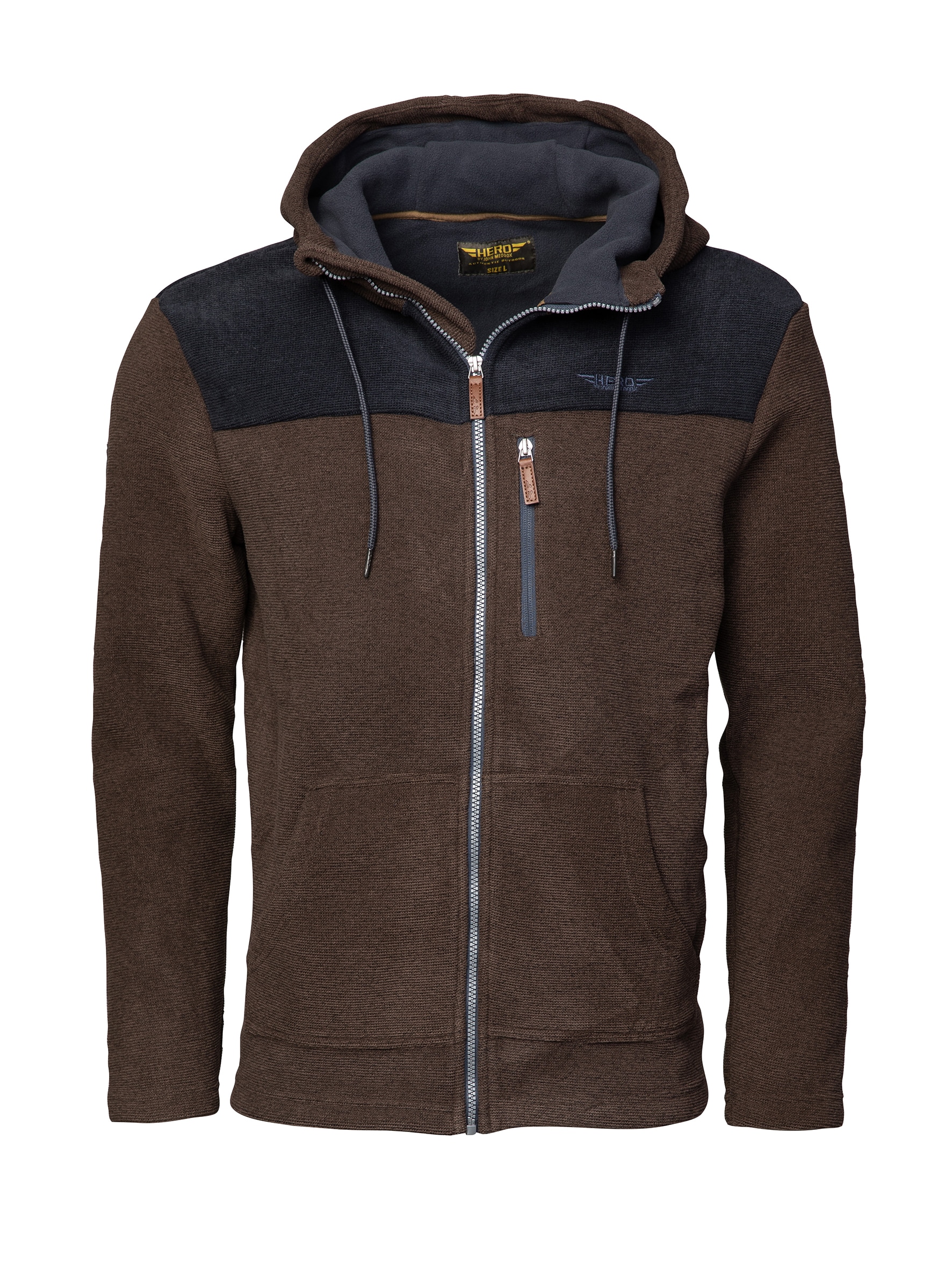 HERO by John Medoox Fleecejacke »Hero by John Medoox Hoodie Strick- Fleecejacke«, fleece Straight Fit Casual Atmungsaktiv für Herren