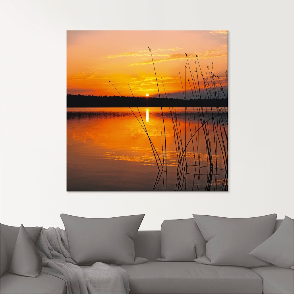 Artland Glasbild »Landschaft mit Sonnenaufgang«, Sonnenaufgang & -untergang, (1 St.)